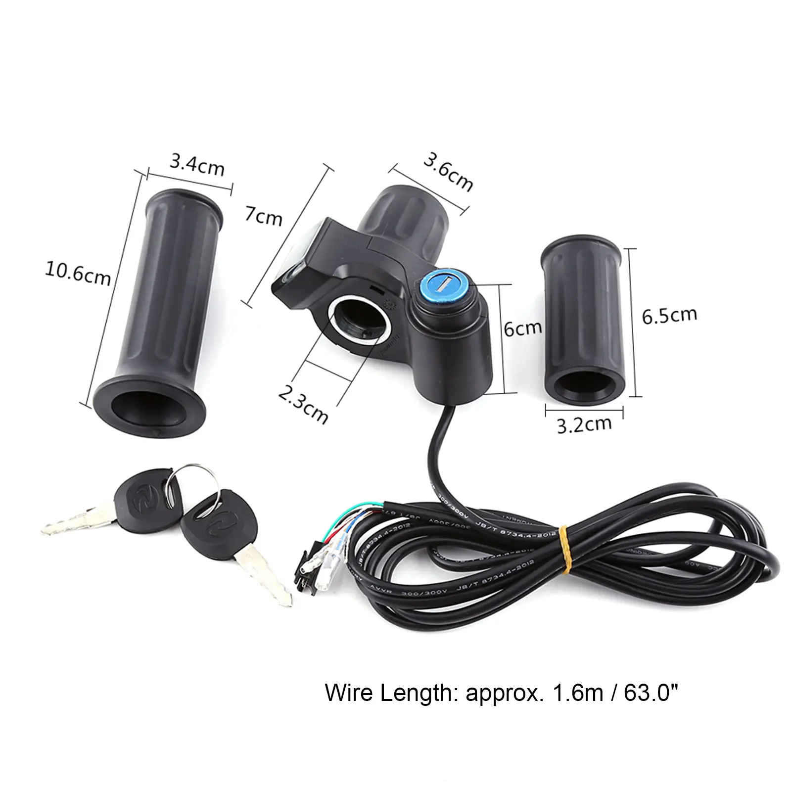 Electric Bike Scooter Half Wrist Throttle Grip Handle with LED Display Key Knock for 12-84V Electric Bike or Scooters