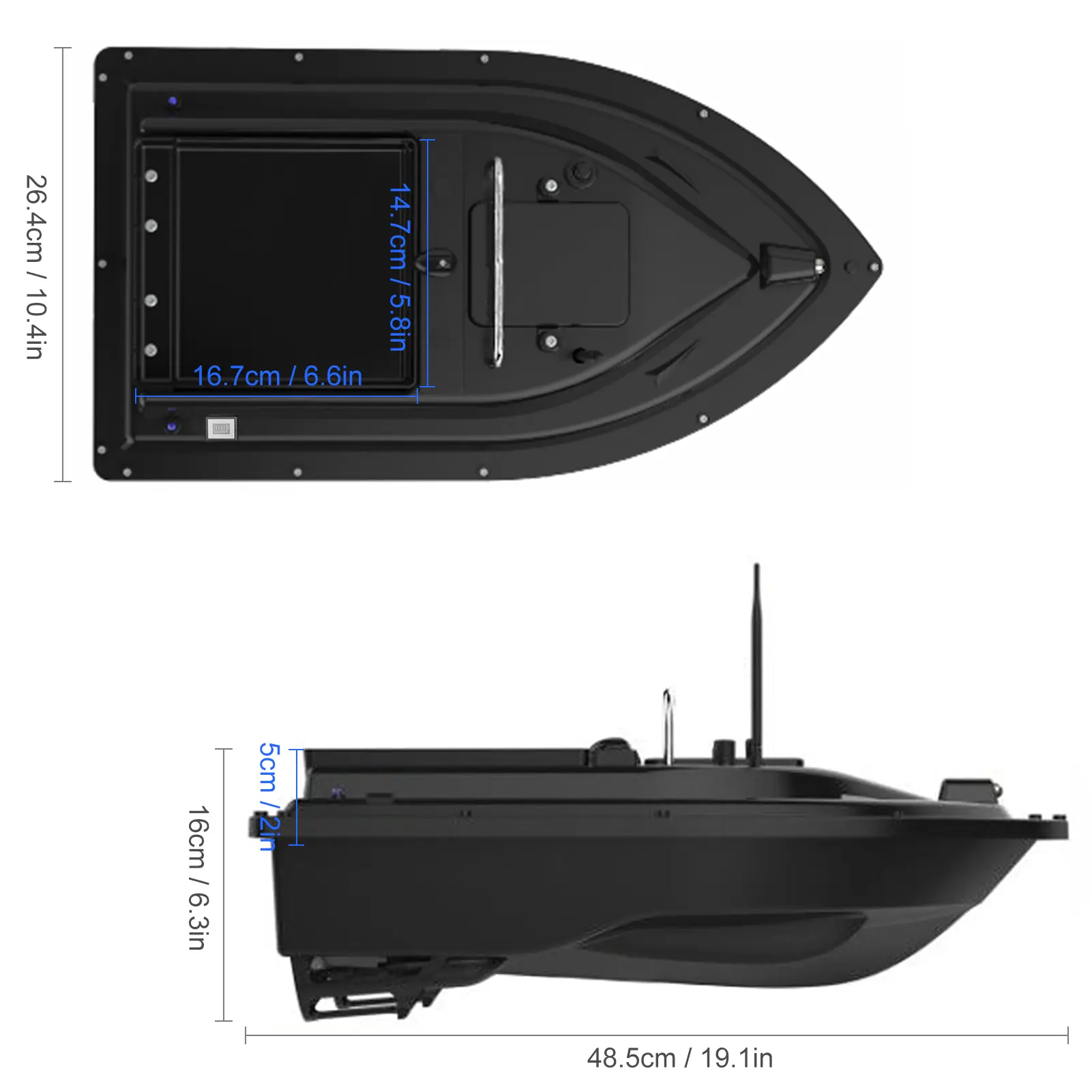 Fishing Bait Boat GPS Bait Boat GPS Fishing Bait Boat with Large Bait Container Automatic Bait Boat with 400-500M Remote Range
