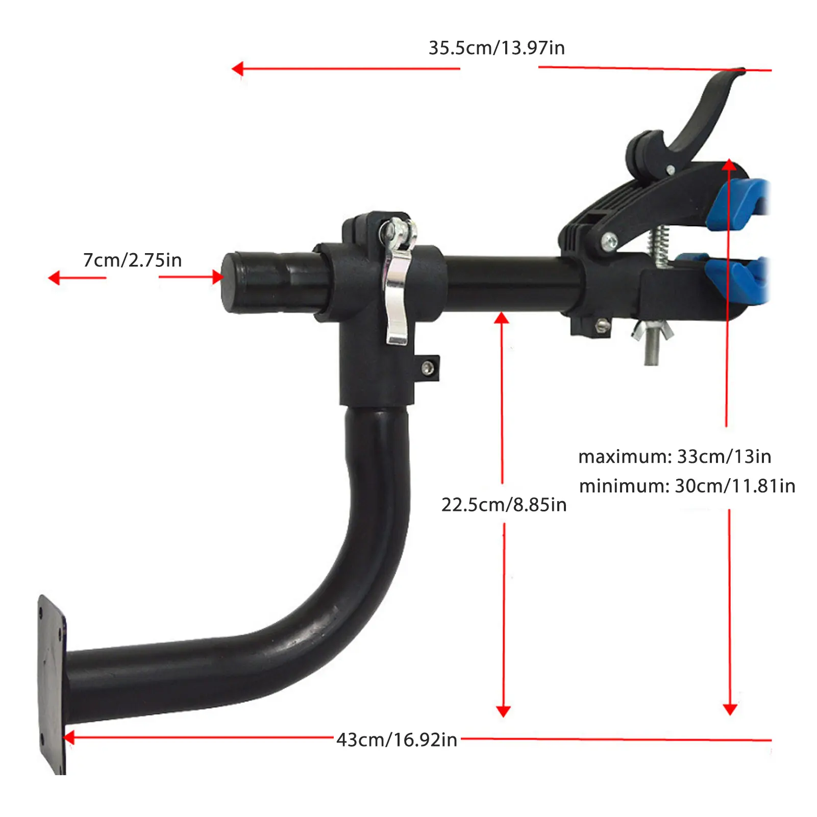 Bicycle Wall Mount Rack Stainless Steel 30kg Load Capacity Adjustable Home Bicycle Maintenance Stand for Road Mountain Bikes