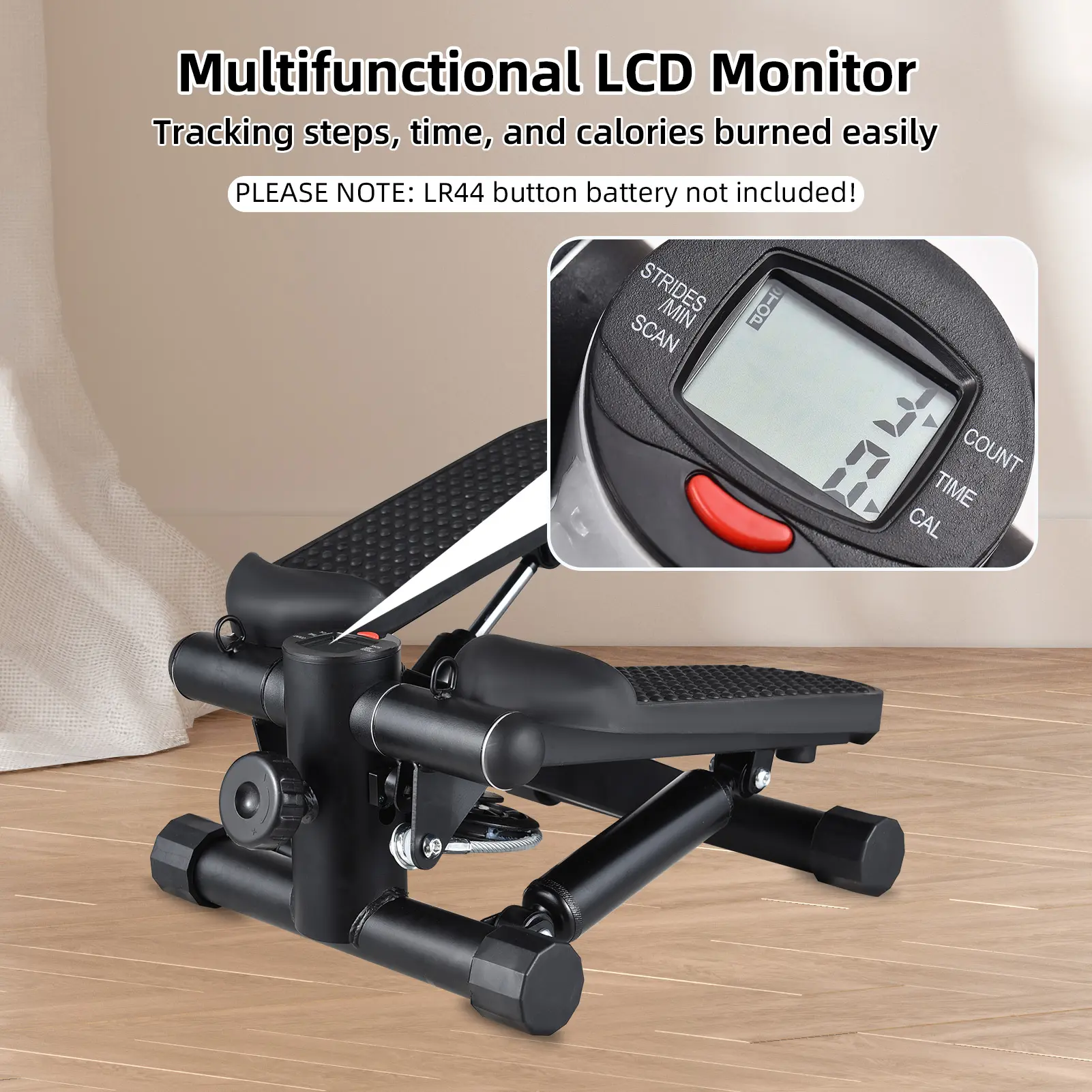 Stepper For Exercise At Home With Resistance Bands LCD Display Capacity 100kg Stair Stepper Mini steppers for exercise