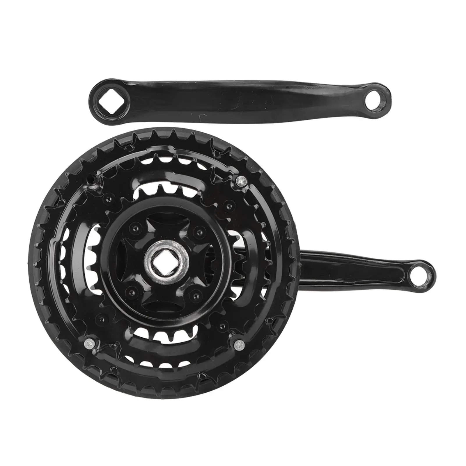 High Carbon Steel Crankset Crank 24-34-42T with Chains Cover for Variable Speed Mountain Bike Road Bicycle