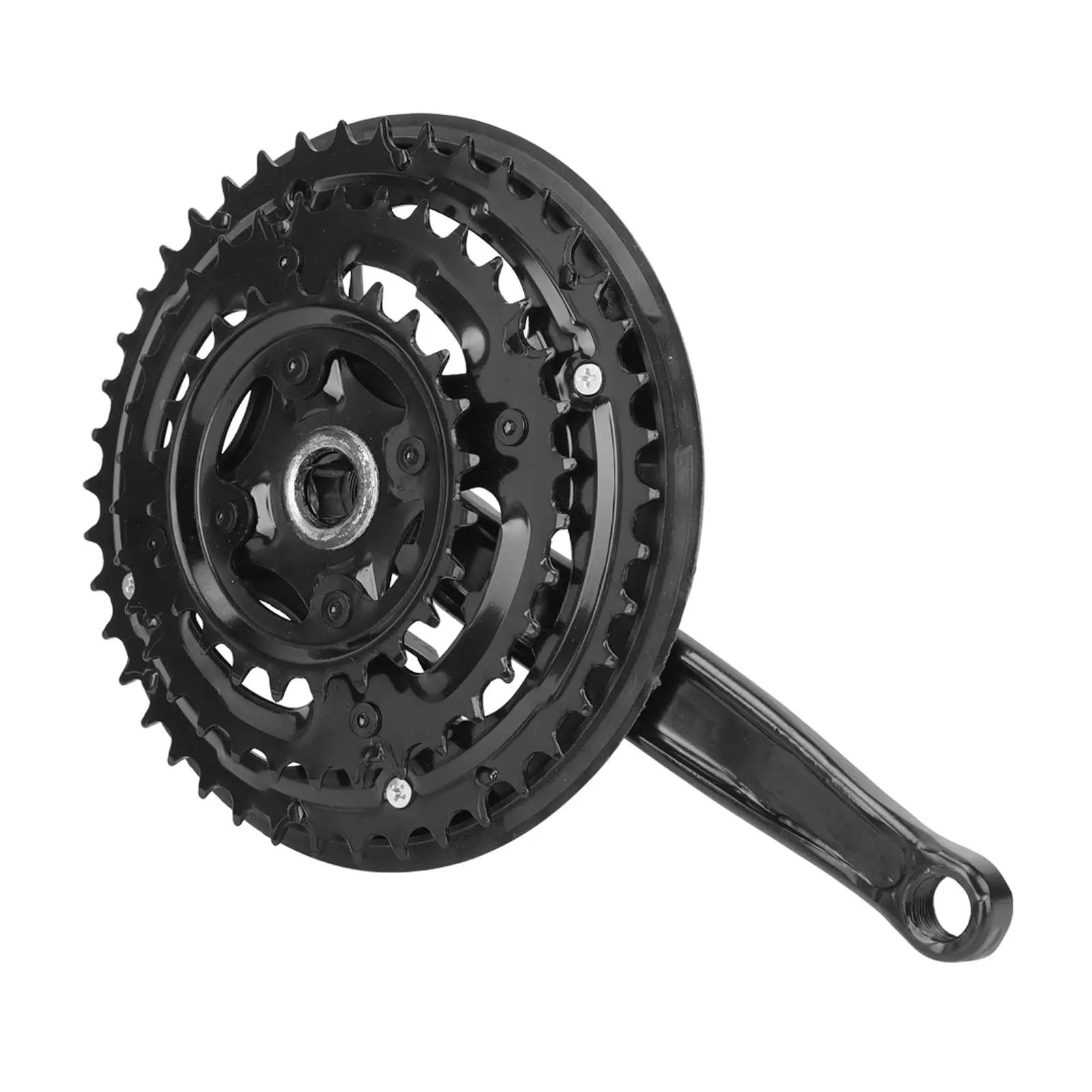 High Carbon Steel Crankset Crank 24-34-42T with Chains Cover for Variable Speed Mountain Bike Road Bicycle