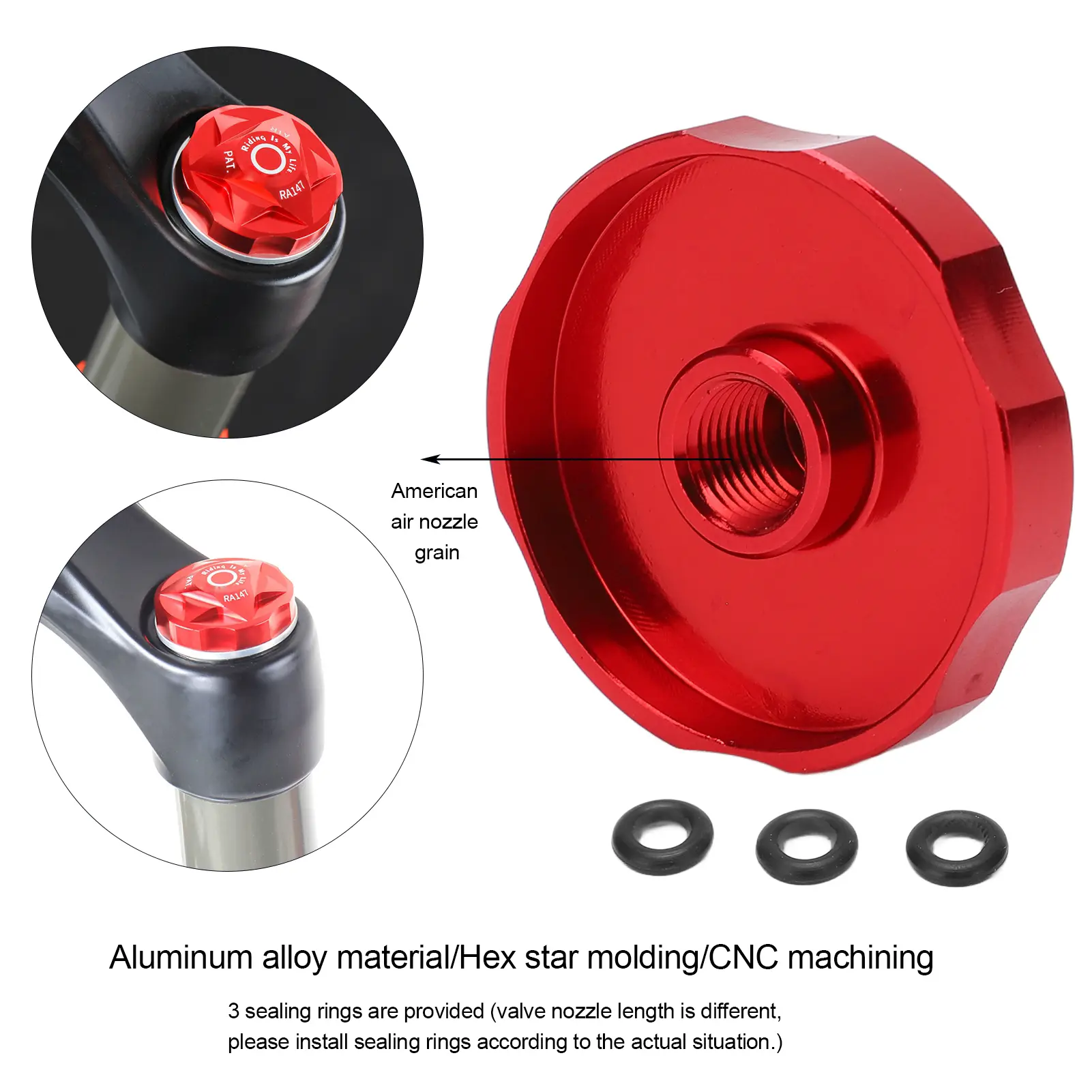 Fork Air Chamber Cover Front Fork Air Chamber Cover Bicycle Suspension Fork Air Gas Valve Cap Aluminium Alloy for Mountain Bike