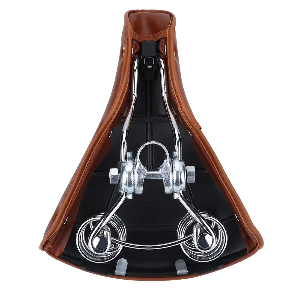 Vintage Bicycle Saddle PU Leather Spring Shock Resistance Comfortable Brown Rivets Bike Seat Suitable for most kinds of bikes