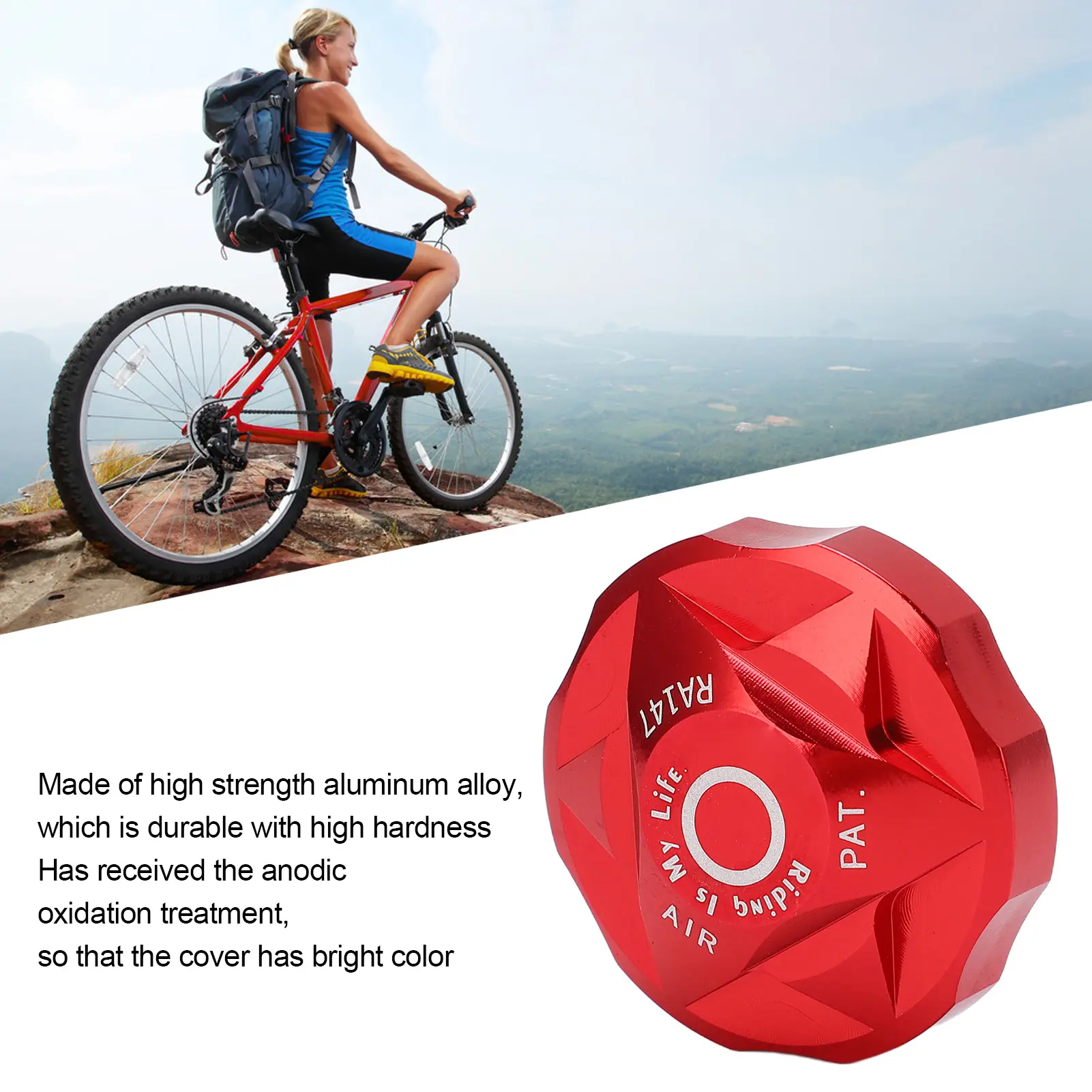 Fork Air Chamber Cover Front Fork Air Chamber Cover Bicycle Suspension Fork Air Gas Valve Cap Aluminium Alloy for Mountain Bike