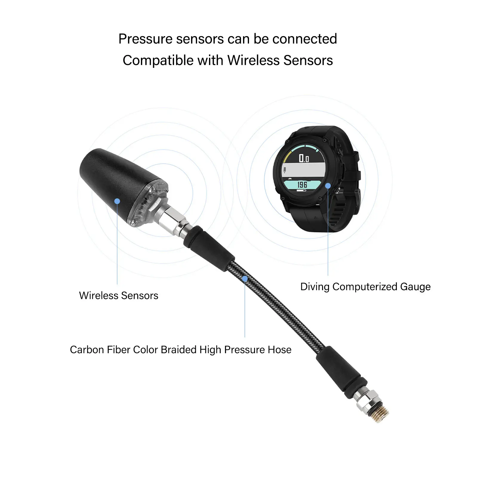 Diving High Pressure Hose Lasting Standard Professional Flexible Carbon Fiber Woven Diving Regulator Hose for Scuba Diving