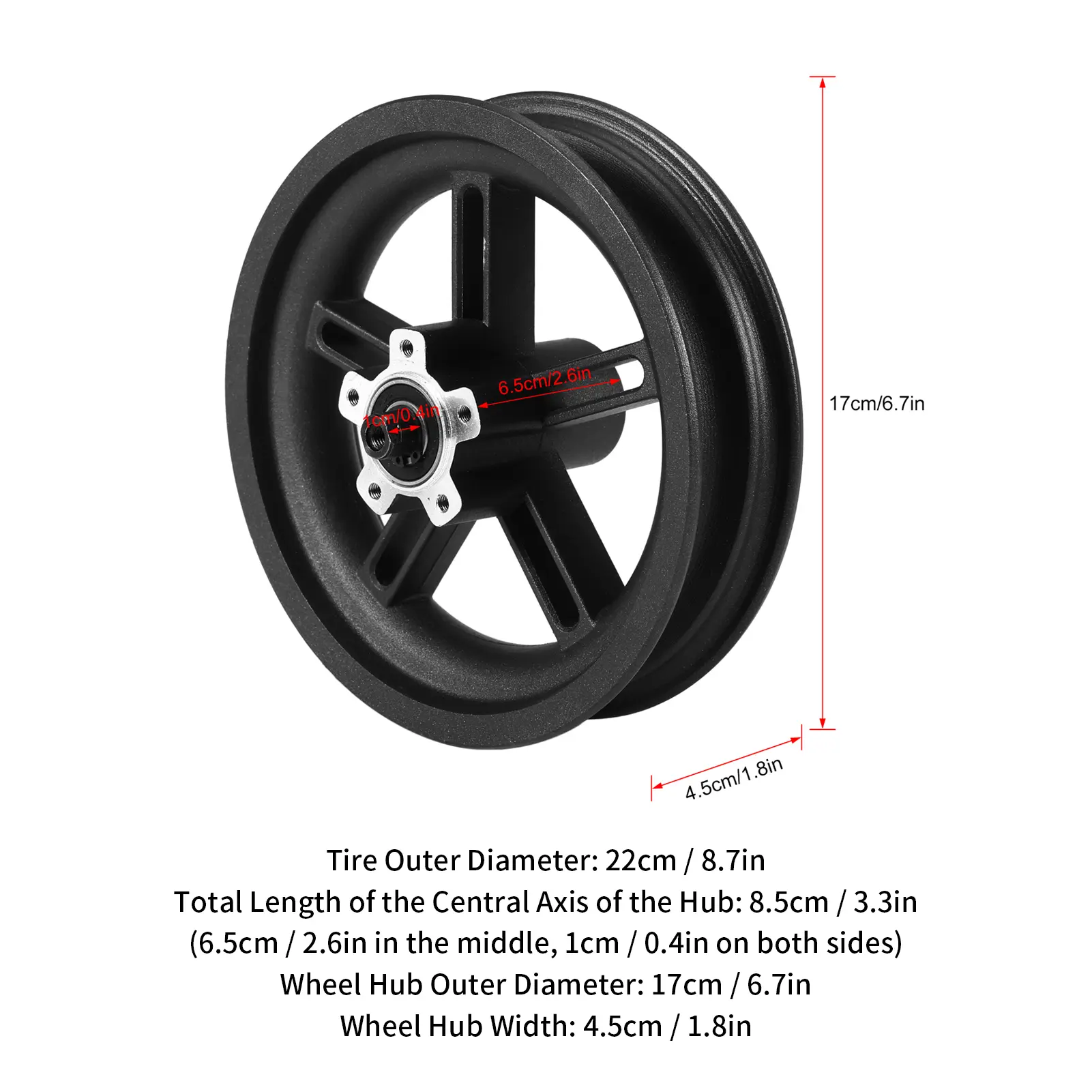 8.5 Inch Scooter Rear Tire Set 8 1/2x2 Rear Wheel Assembly with Inner Tube Hub 110mm Disc Brake for Xiaomi M365 1S LITE
