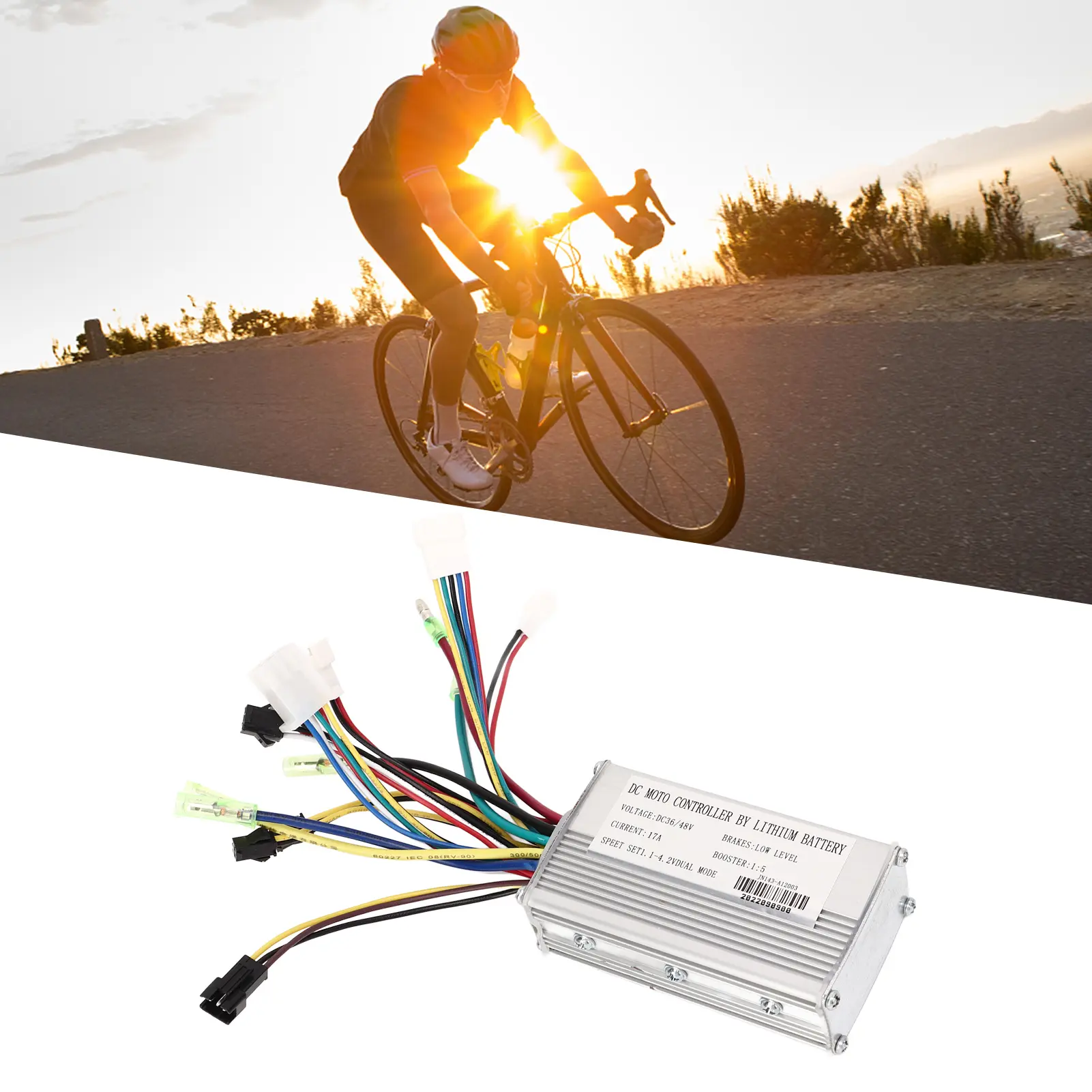 DC Motor Controller with Wire Harness Motor Controller Lithium Battery for Electric Bike 36V 48V 17A Motor Controller with Wire