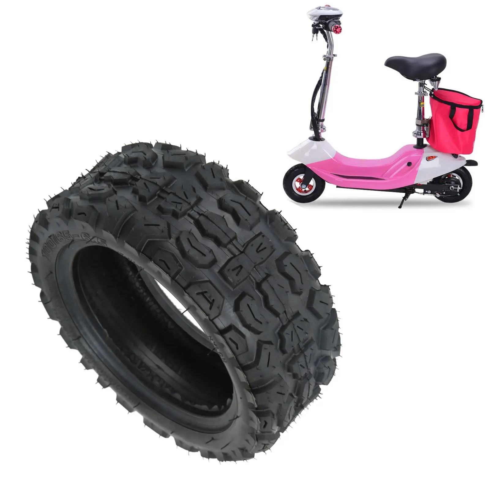 Electric Scooter Tire Low Noise Comfortable Off Road Vacuum Tire Wear Resistance 100/65‑6.5 Anti Slip for Snowfield