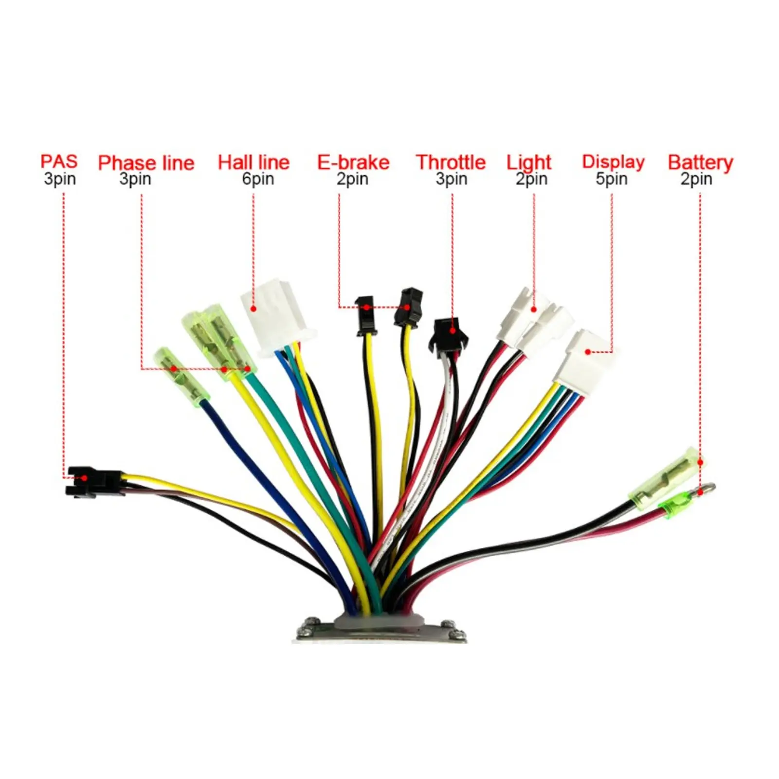 DC Motor Controller with Wire Harness Motor Controller Lithium Battery for Electric Bike 36V 48V 17A Motor Controller with Wire