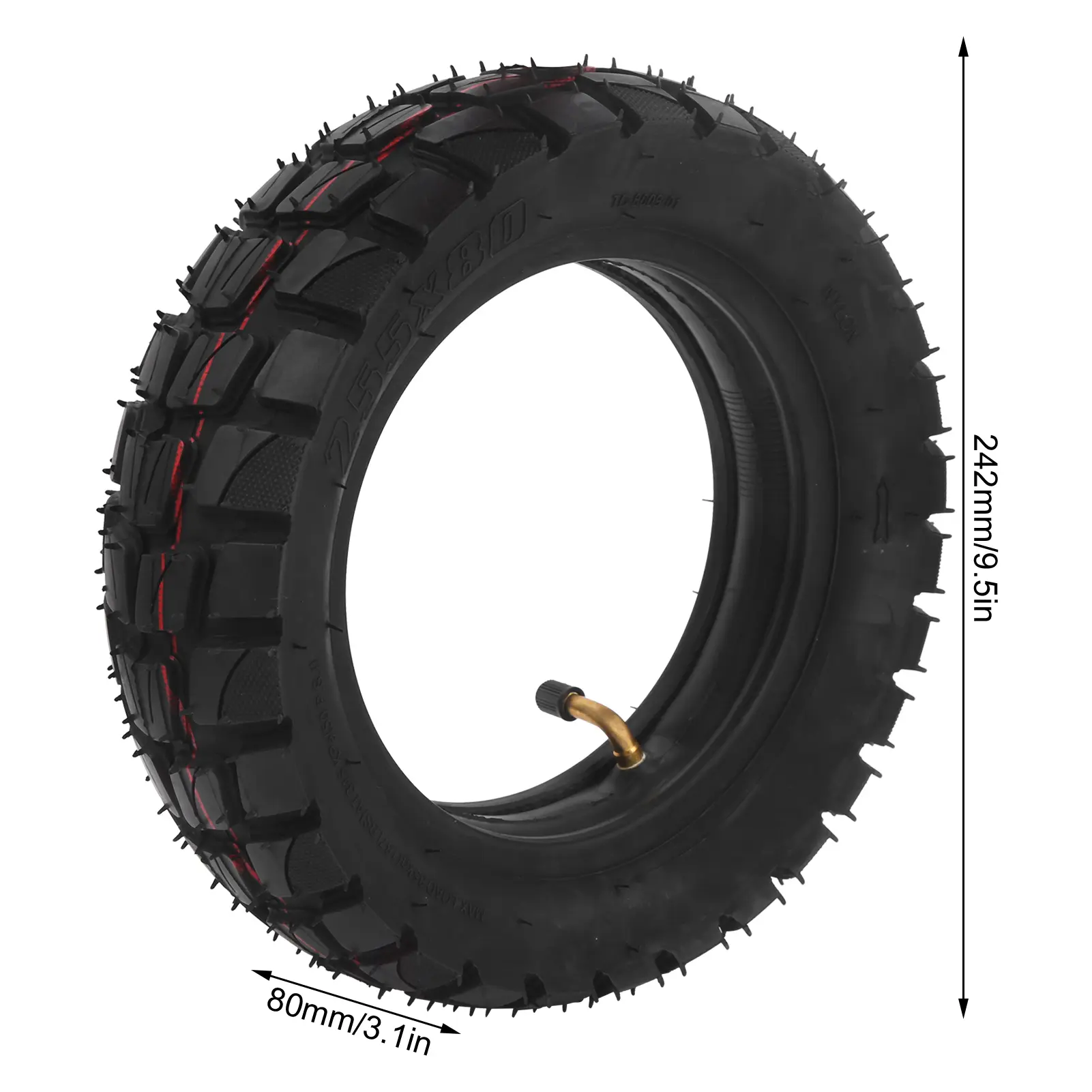 10in Electric Scooter Tire with 255x80 Outer Tube and 10x2.5in Inner Tube Inflatable Rubber Tyre Replacement