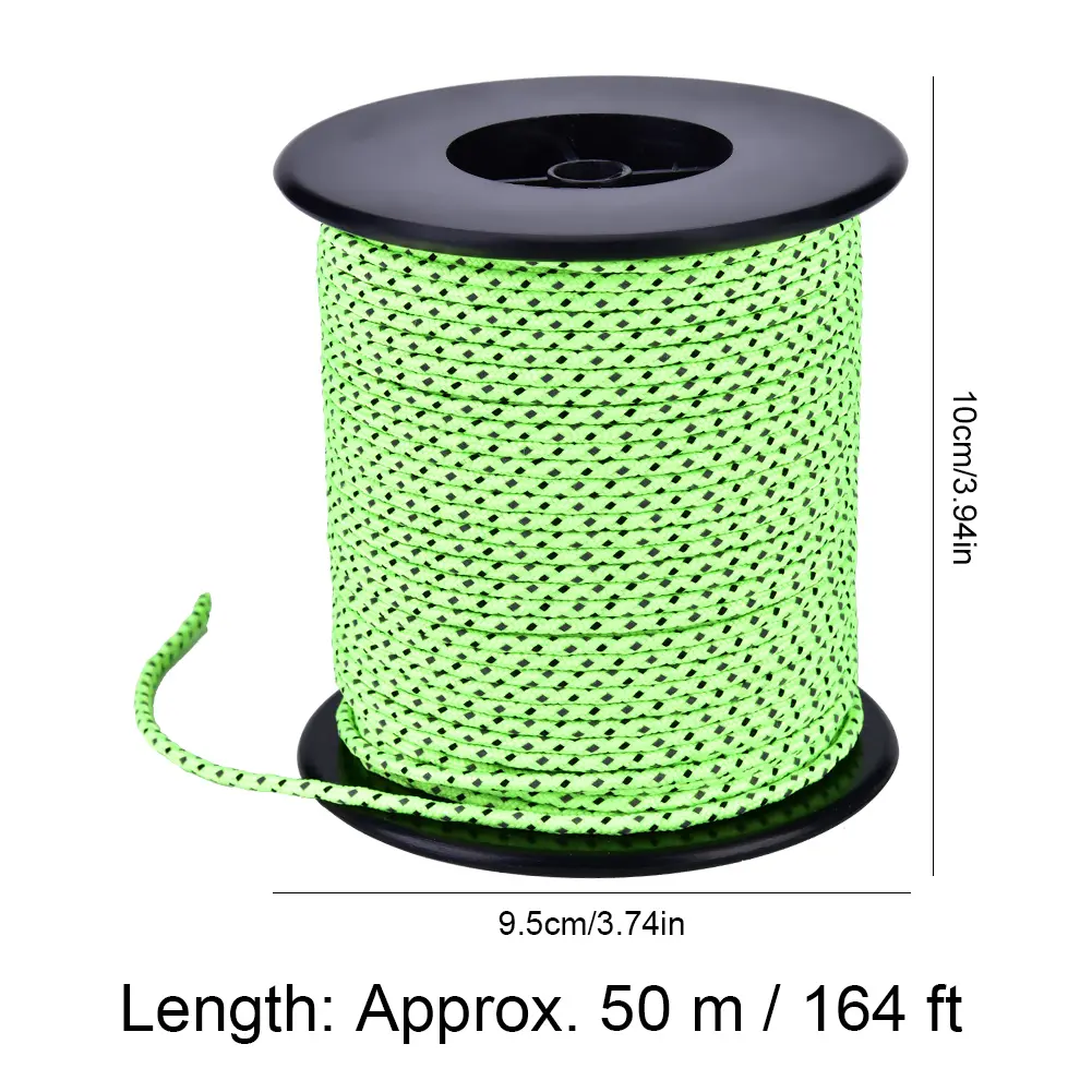 50m Tent Rope Polyester Outdoor Camping Tent Awning Reflective Guyline Rope Guy Line Cord Paracord