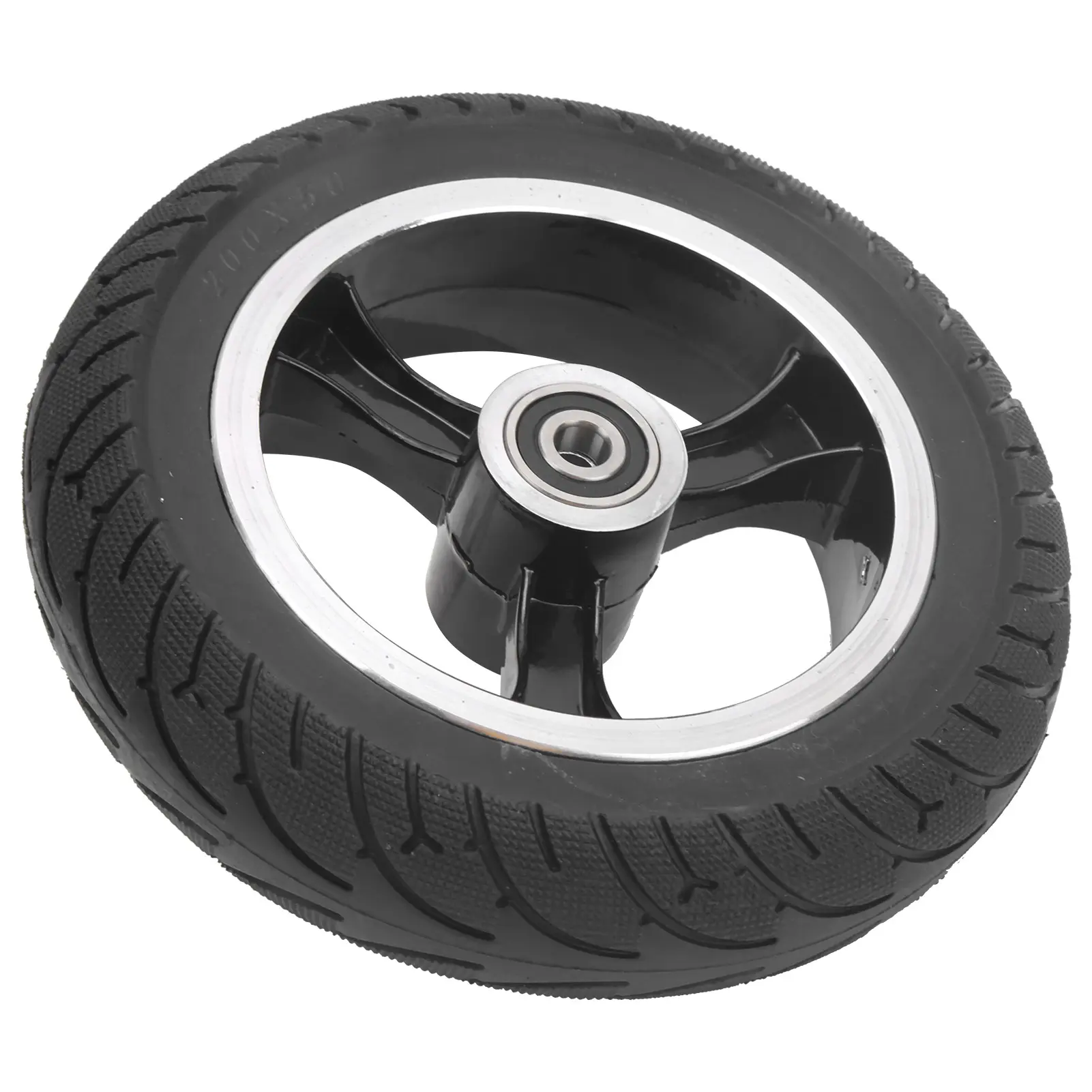8in 200x50 Front Solid Wheel Rubber Aluminum Alloy Non Pneumatic Tire with Hub Replacement for Electric Scooter Accessory