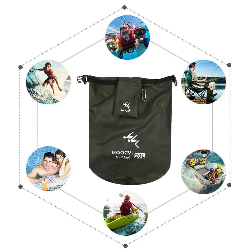 Outdoor Barrel Bag Waterproof Dry Bag PVC Outdoor Foldable Waterproof Barrel Dry Bag Storage Carrying Bags Camping Hiking Beach