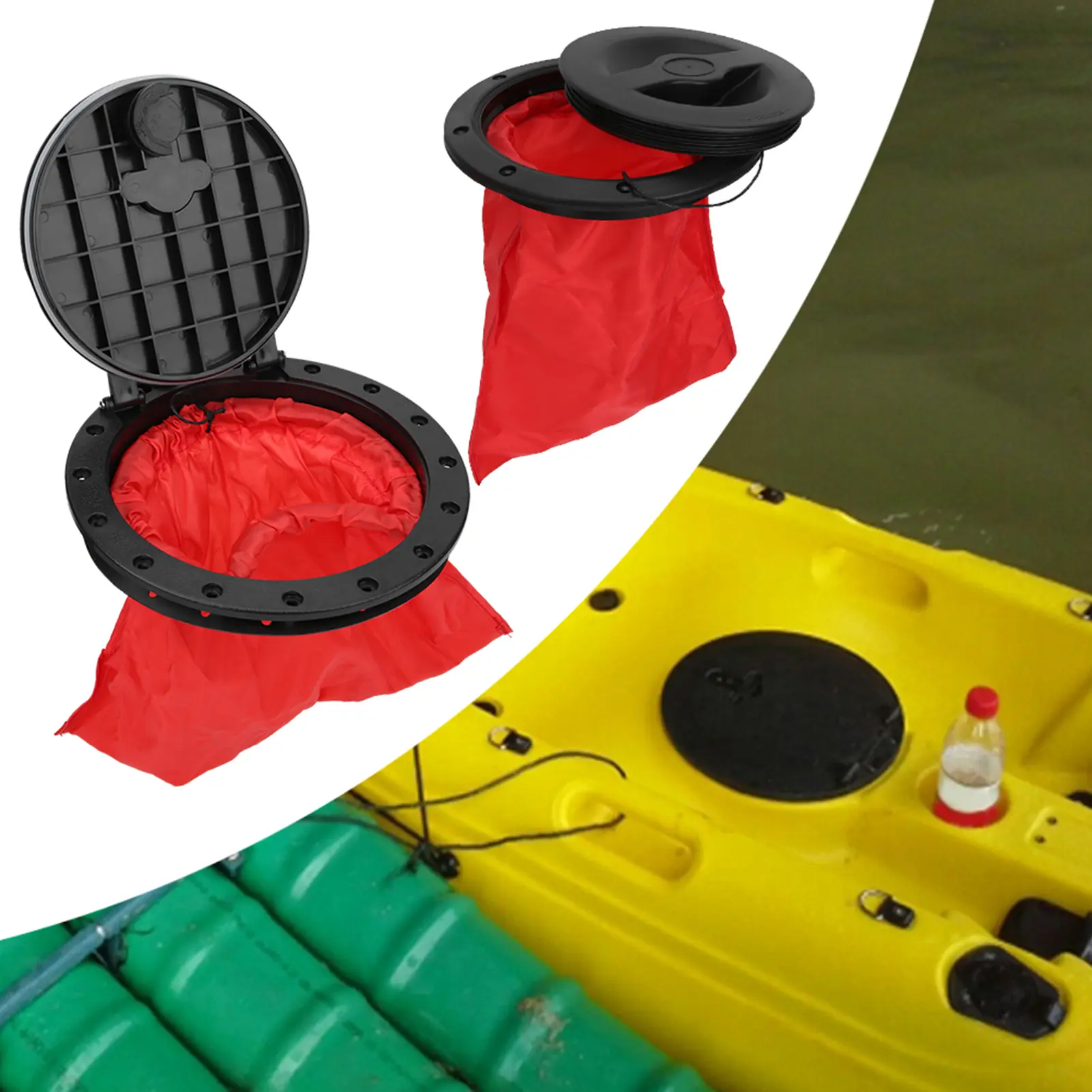 Boat Sealing Hatch Cover Round Circular Type Lid Waterproof Kayak Accessories W/Storage Bag Cover W/Storage Bag Kayak Accessory