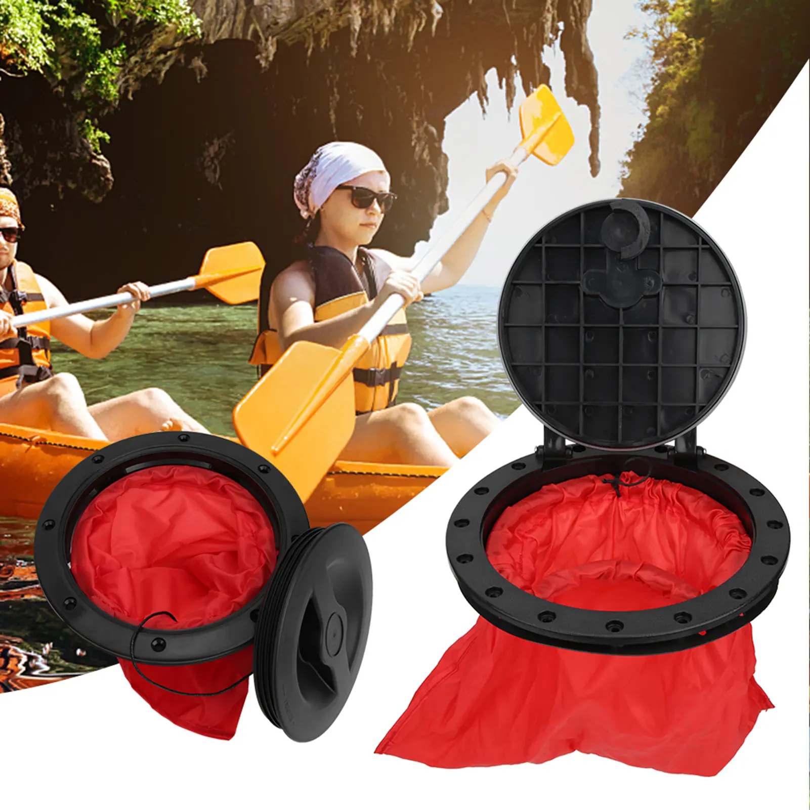 Boat Sealing Hatch Cover Round Circular Type Lid Waterproof Kayak Accessories W/Storage Bag Cover W/Storage Bag Kayak Accessory