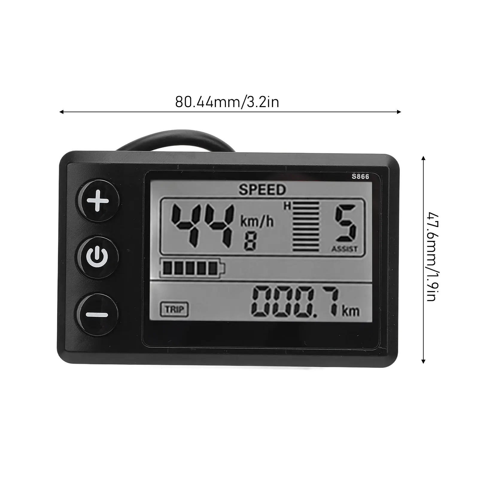 Electric Scooter LCD Display Meter S866 24V 36V 48V 60V 6 Pin Water Resistant Connector Backlight Display Control Panel
