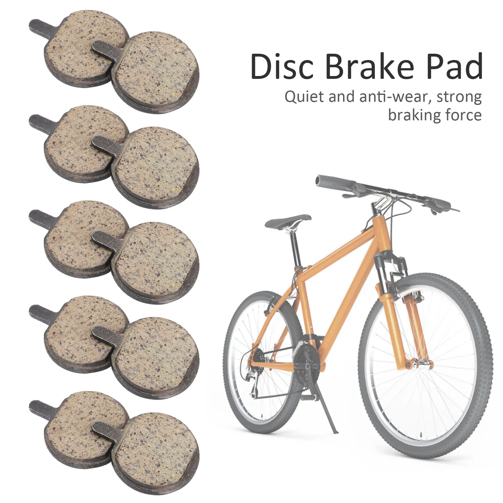 Cycling Parts 5Pairs Disc Brake Pads Replacement Semi‑Metallic Resin Parts for Bicycle Mountain Bike Semi‑Metallic Brake Pad