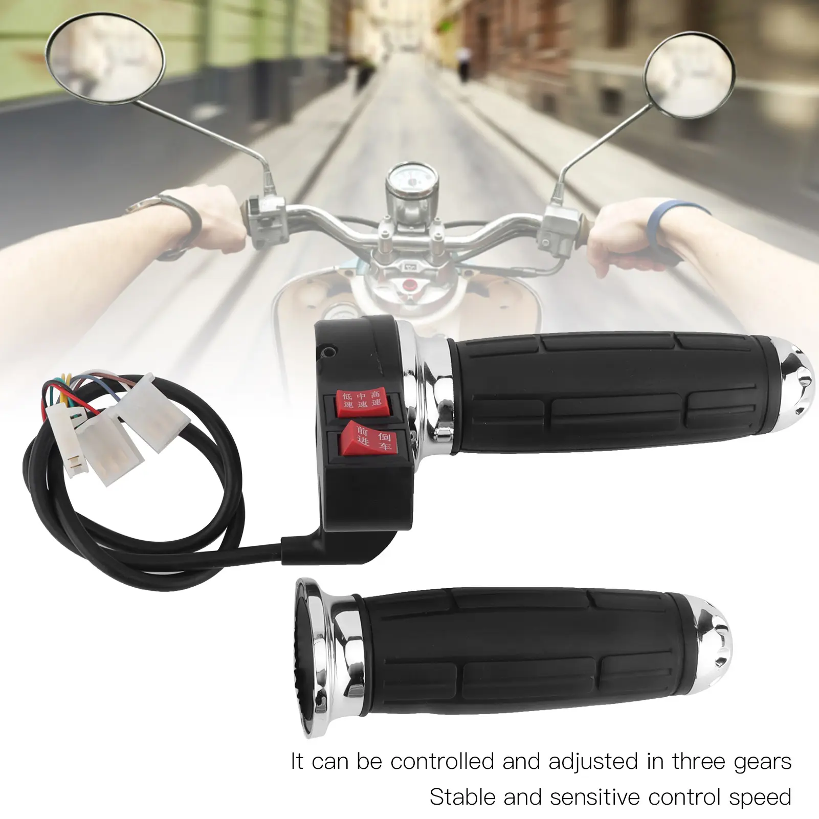 Throttle Grip 1Pair 3 Speed Control Throttle Handle Grips for Electric Bike with Forward and Reverse Gear Throttle Handle Grips