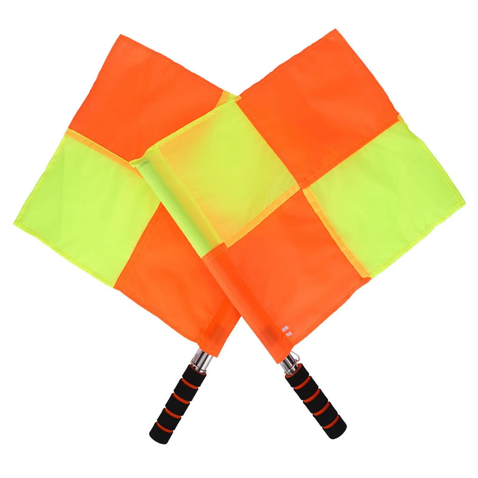 2Pcs Referee Linesman Flag with Storage Bag Portable Referee Flags for Sports Match Soccer Football Hockey Training