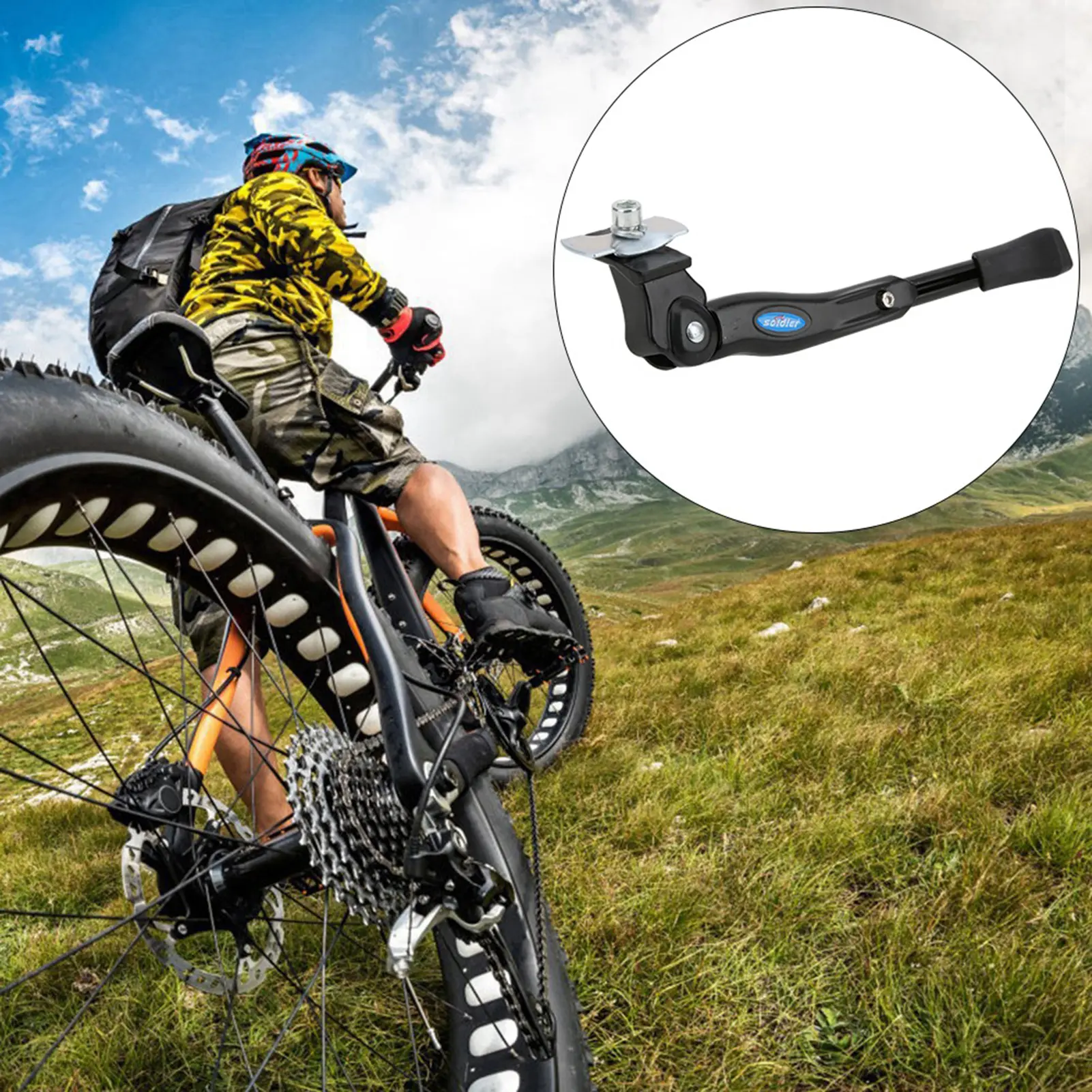 Bicycle Side Support Bike Aluminium Alloy Middle Support Side Rack Kickstand for Mountain Road Bicycle Bike Kickstand Sidestay