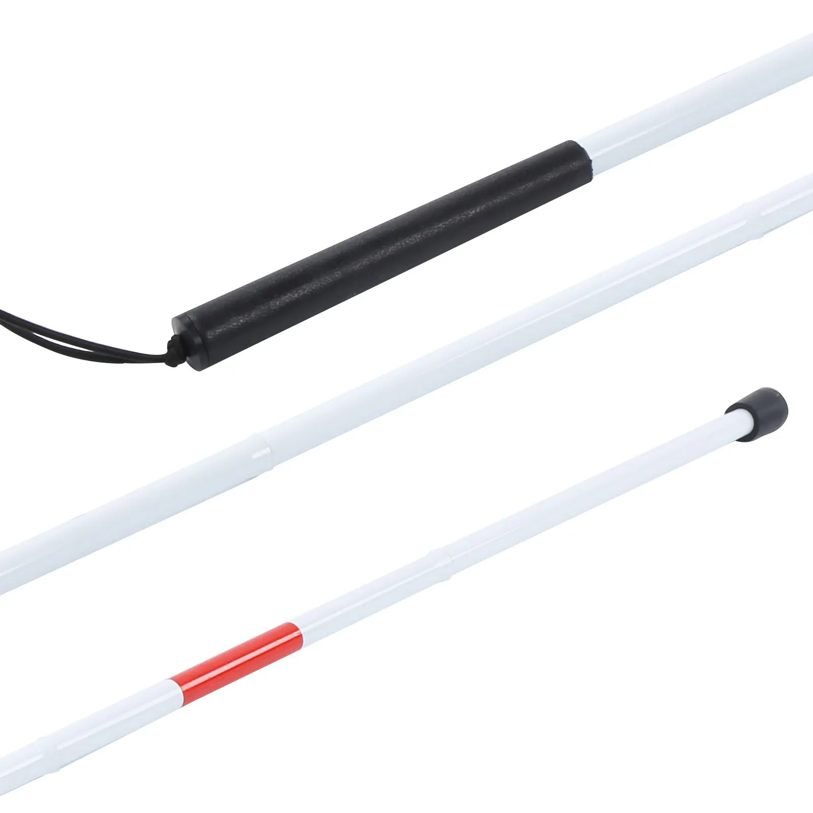 Blind Cane Stick for Visual Impaired Foldable Cane Collapsible Reflective White and Red Walking Stick for Blind Visual Impaired