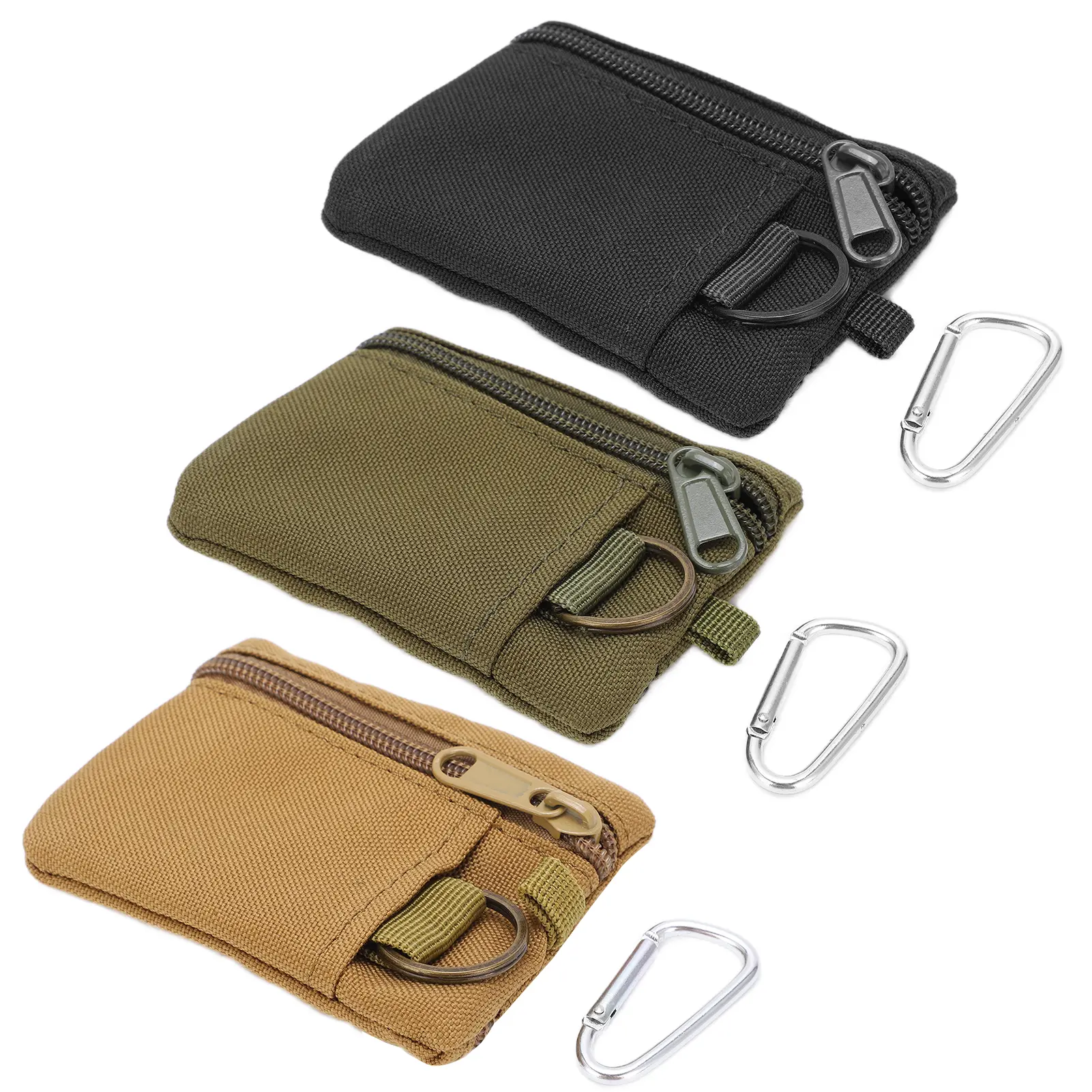 Mini Key Card Case Outdoor EDC Molle Pouch Wallet Mini Portable Key Card Case EDC Pouch Bag Coin Purse with Carabiner
