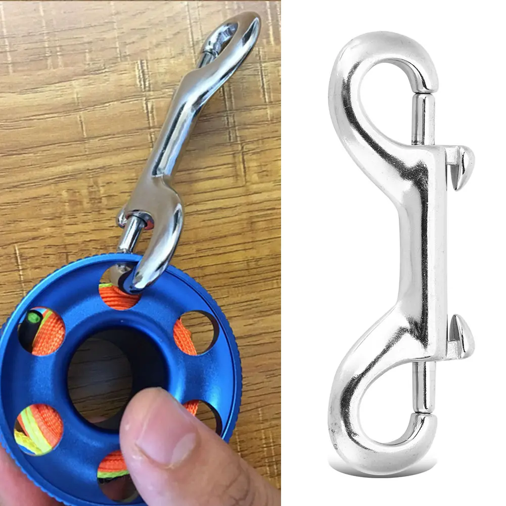 Diving Clip Double Ended Snap Diving Hook Silver Durable Stainless Steel Double Ended Clip Hook Bolt Snap Scuba Diving Buckle