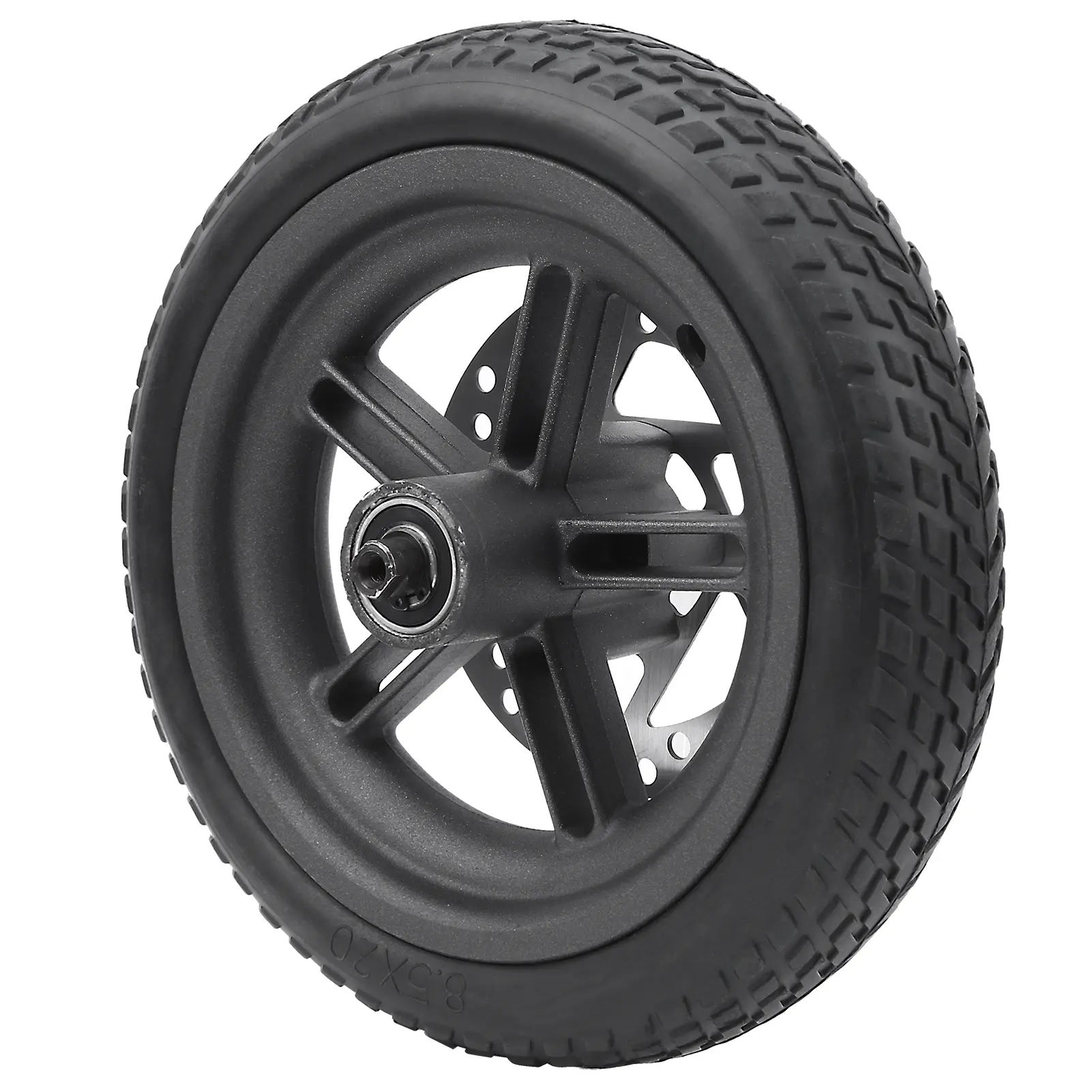 8.5 Inch Rear Wheel with Hollow Tire 120MM Disc Brake Rubber Shock Absorption Anti Slip Wheel Replacement Set for Xiaomi M365PRO