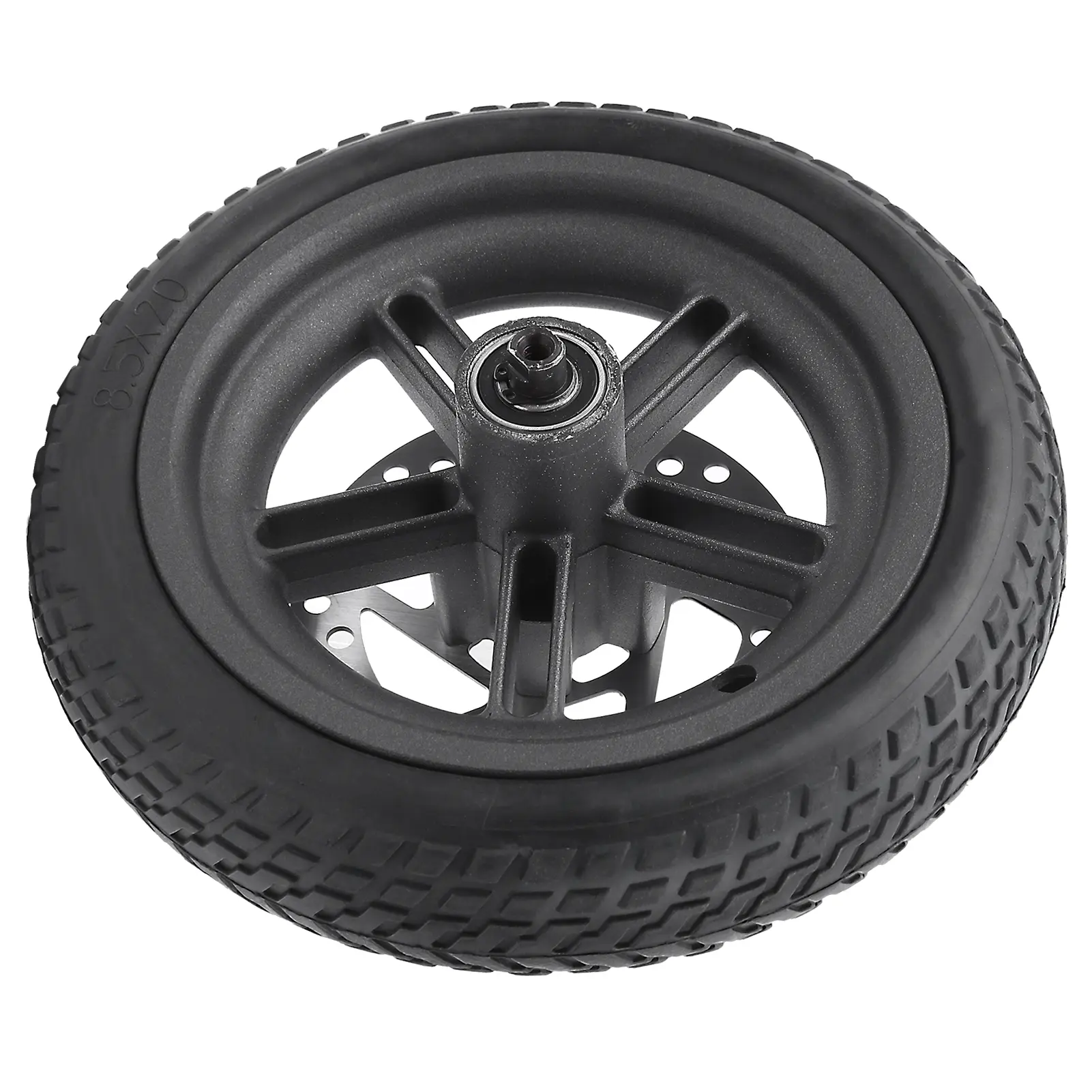 8.5 Inch Rear Wheel with Hollow Tire 120MM Disc Brake Rubber Shock Absorption Anti Slip Wheel Replacement Set for Xiaomi M365PRO