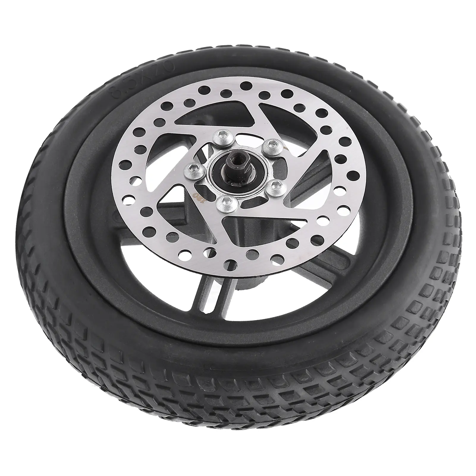 8.5 Inch Rear Wheel with Hollow Tire 120MM Disc Brake Rubber Shock Absorption Anti Slip Wheel Replacement Set for Xiaomi M365PRO