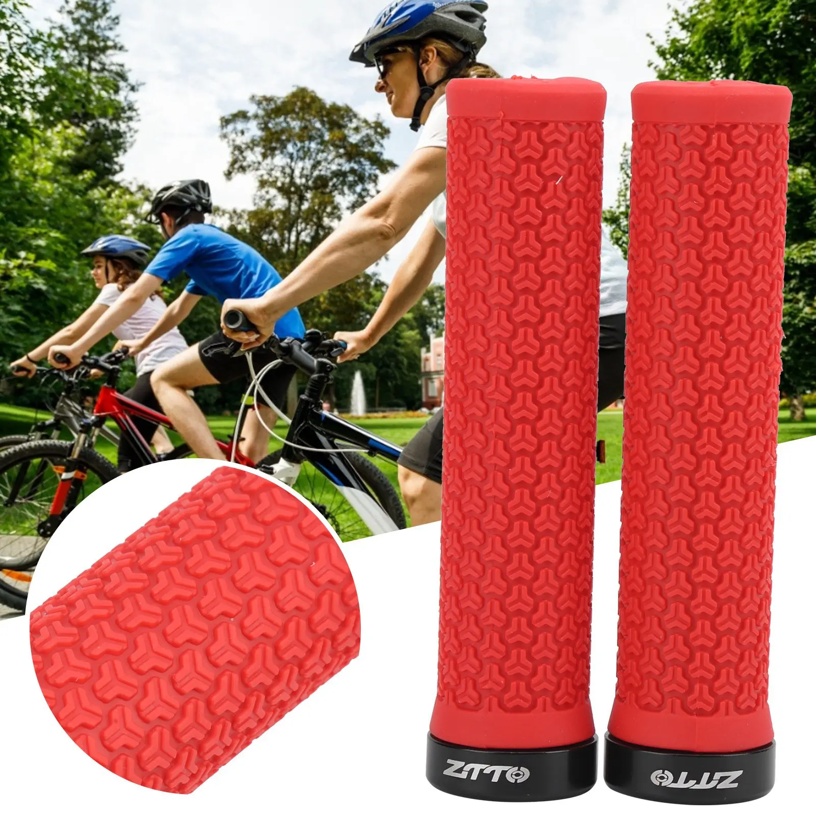 Bicycle Anti‑Slip Grips Handlebar Grip ZTTO Mountain Bike Handlebar Single Locking Grips Bicycle Shock Absorbing Rubber Grips