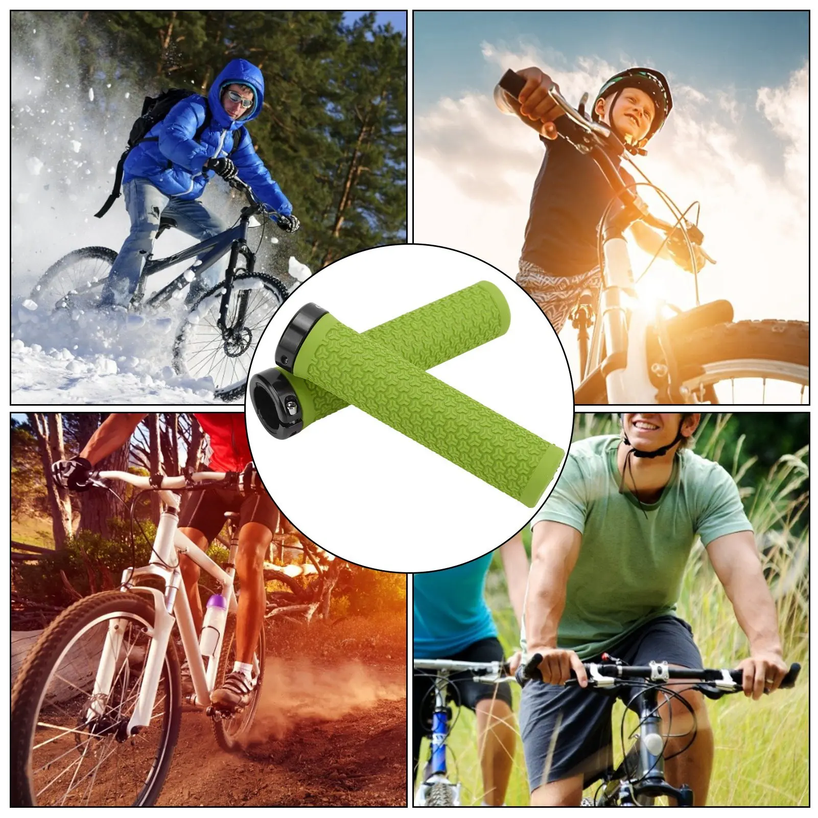 Bicycle Anti‑Slip Grips Handlebar Grip ZTTO Mountain Bike Handlebar Single Locking Grips Bicycle Shock Absorbing Rubber Grips