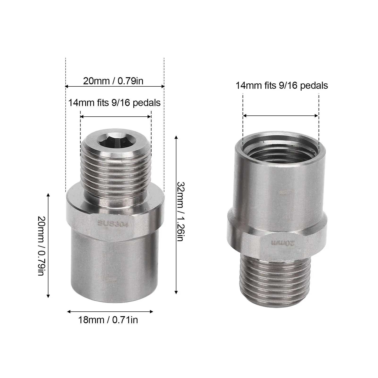 20mm Bike Pedal Extender Stainless Steel Bicycle Extended Pedal Spacer Easy Installation for Mountain Road Bike