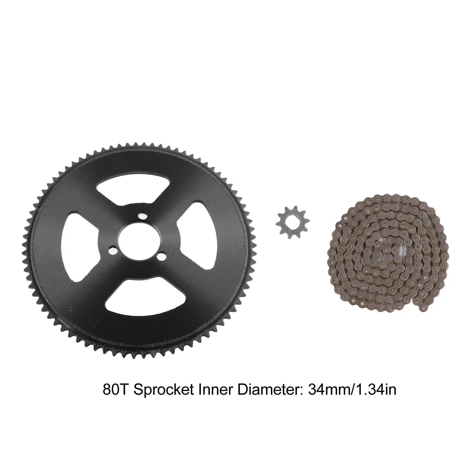 Chain and Sprocket Kit 80T 25H 34mm 3 Holes Sprocket 10T H Hole Chain Sprocket 146 Links Chain for Mountain Bikes Road Bikes