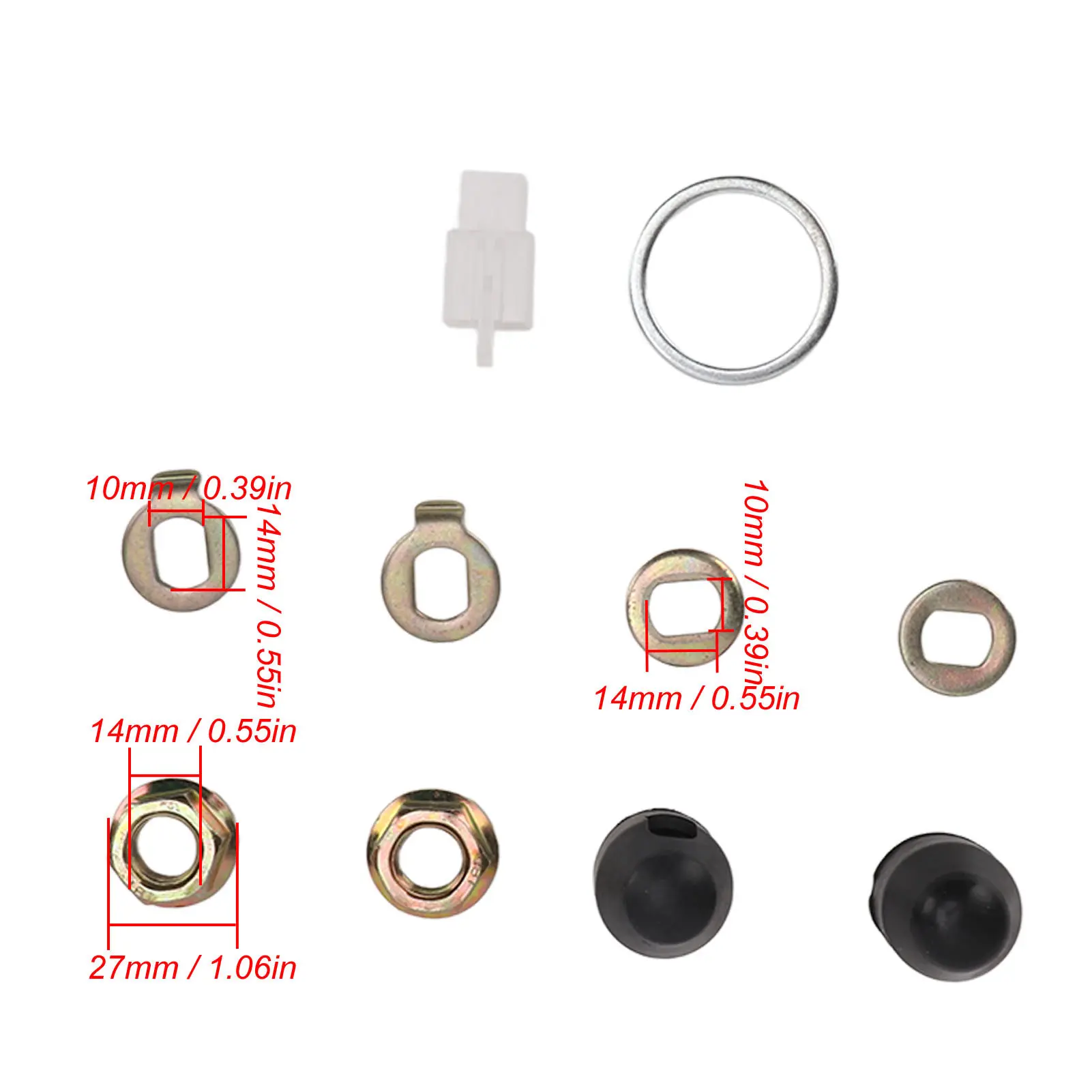 Steel Bicycle Hub Motor M14 Nuts Washer Kit with 14mm Shaft Replacement Part for Electric Bikes Scooters