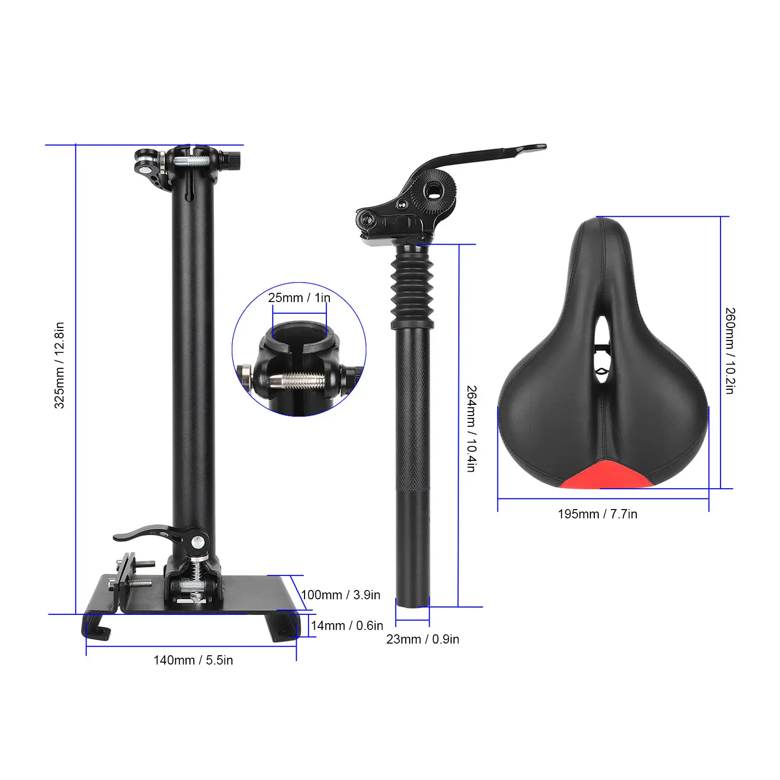 Electric Scooter Seat Saddle with Tools Aluminum Alloy Foldable Adjustable Shock Absorbing Seat for Xiaomi M365 1S Lite