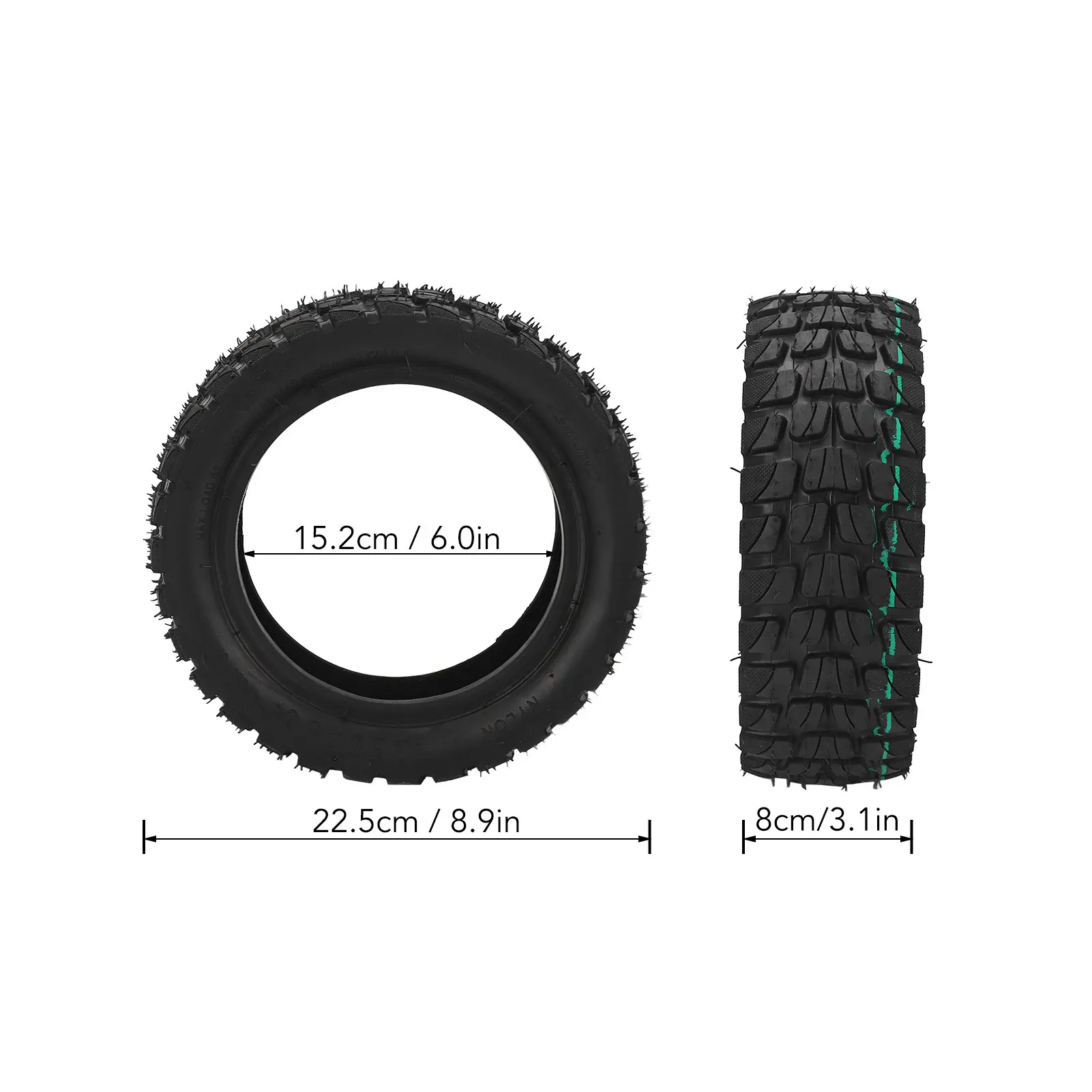 255x80 Electric Scooter Tire Thickened Rubber Shock Absorption Scooter Vacuum Tire Replacement Electric Bike Tubeless Tire