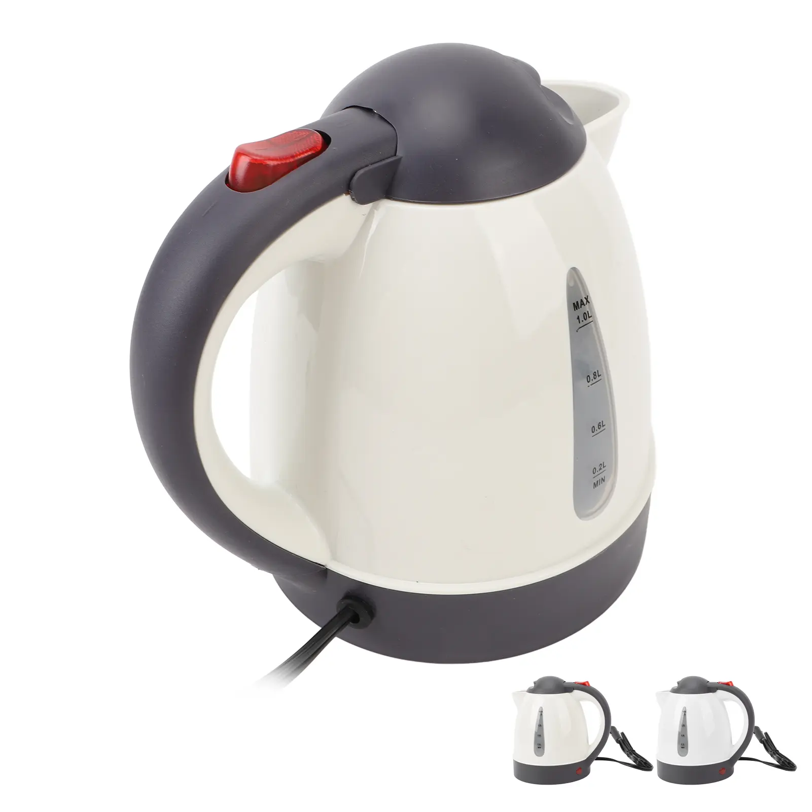 Car Electric Kettle Leakproof Spout Electric Truck Water Boiler Heater Stainless Steel Plastic Auto Shut Off Compact for Trip