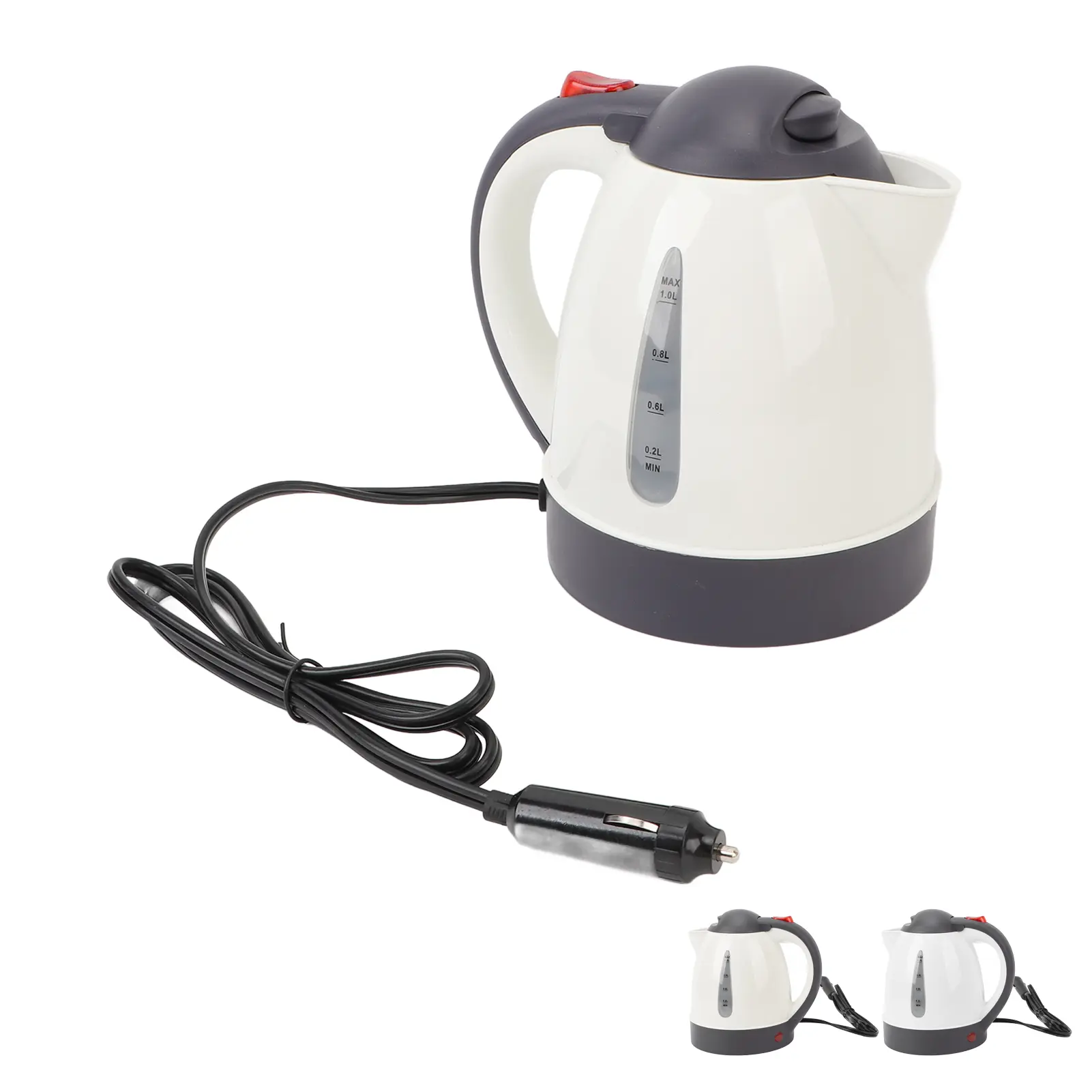 Car Electric Kettle Leakproof Spout Electric Truck Water Boiler Heater Stainless Steel Plastic Auto Shut Off Compact for Trip