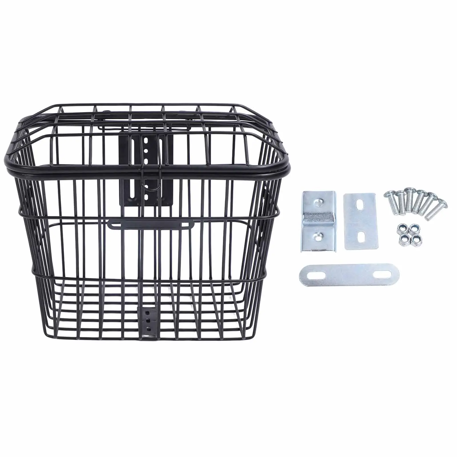 Electric Bike Basket Iron Multifunctional Bike Rear Storage Basket Large Capacity Cycling Basket with Lid for Pets Bags Food