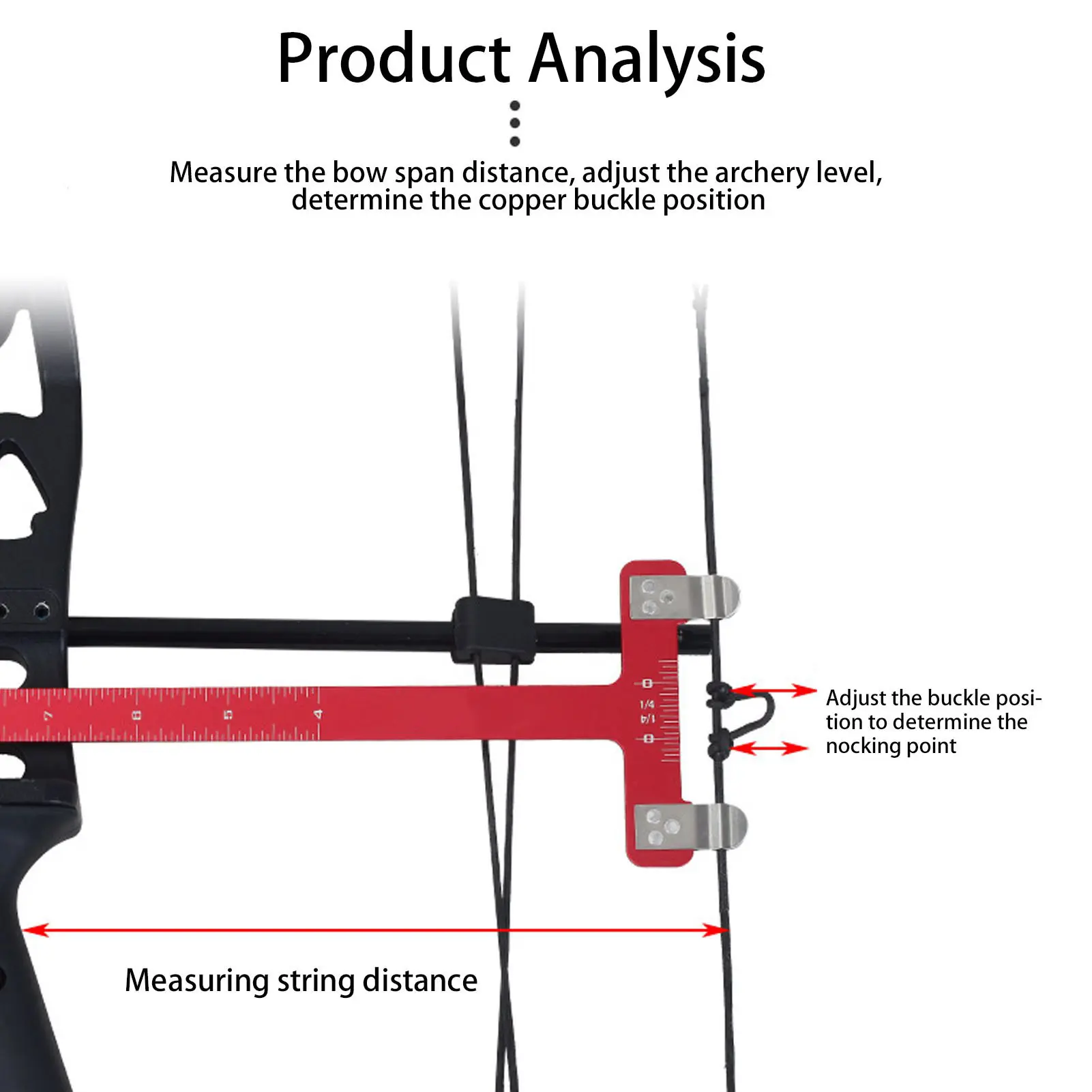 Archery Bow Adjustment T Shaped Bow Square Compound Recurve Archery Bow Adjustment Ruler Stainless Steel Bowstring Measurement