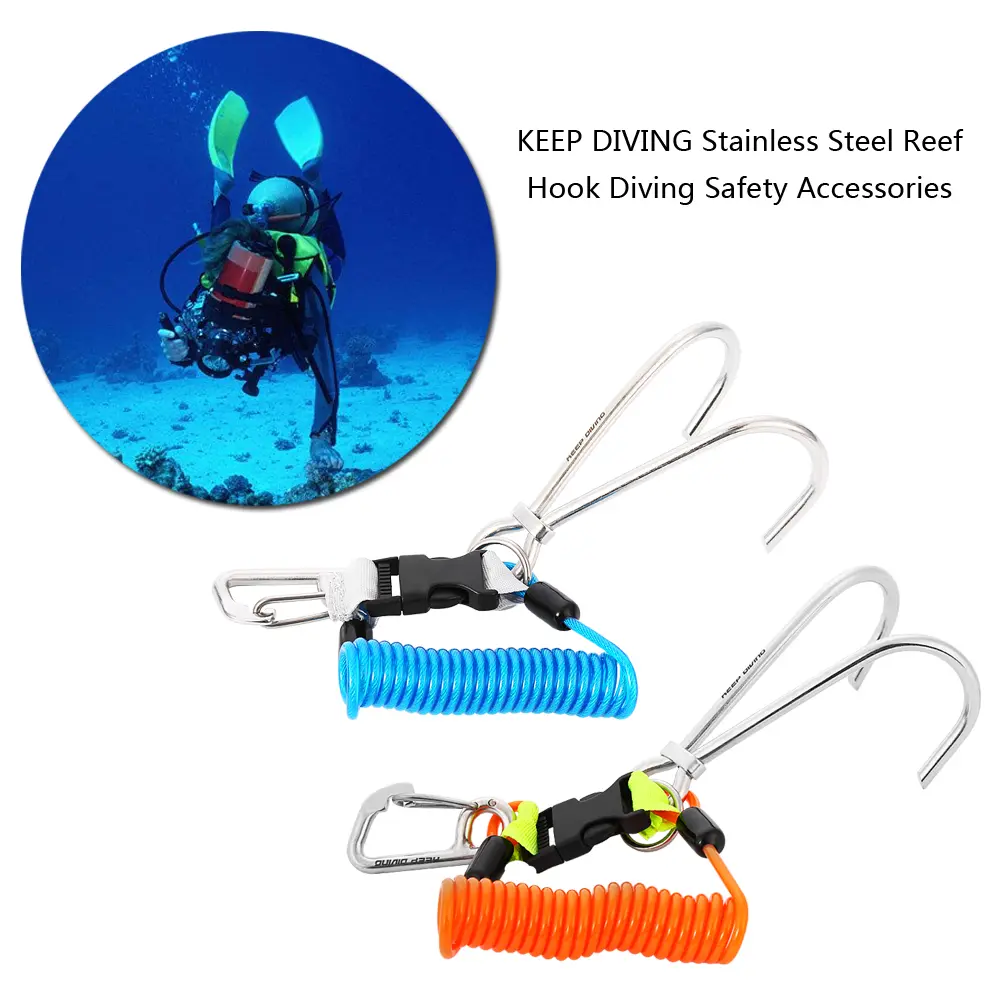 Diving Hook KEEP DIVING Stainless Steel Reef Hook Diving Safety Accessories Reef Hook Stainless Steel Reef Hook Reef Double Hook