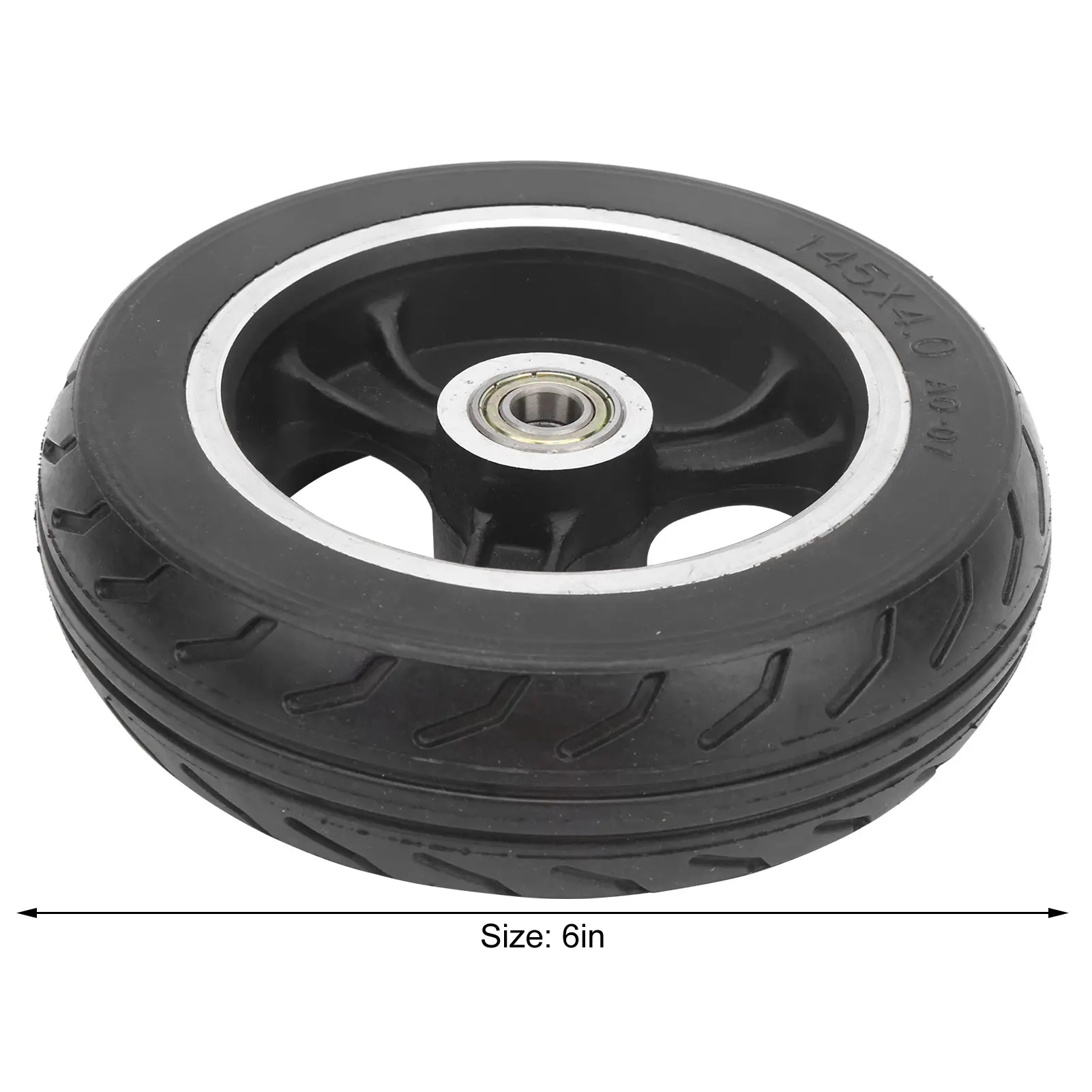 6 Inch Solid Wheel 145x4.0 Rubber Wear Resistant Solid Flat Free Explosion Proof Wheel Set for Electric Scooters