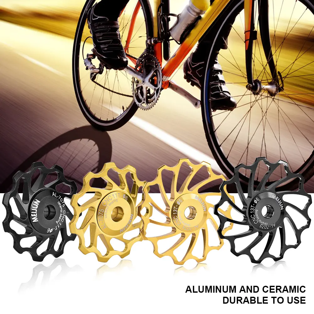 Rear Bearing Roller 1 Pair MEIJUN Ceramic Bearing Rear Pulley Jockey Wheel Bike Guide Roller Bicycle Roller Rear Roller