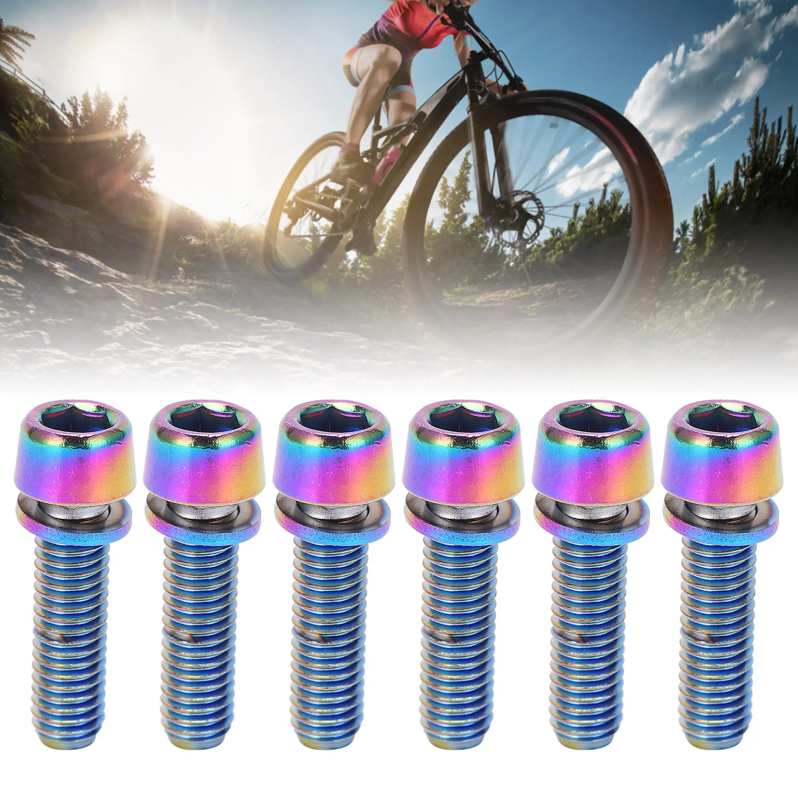 Tapered Head Bolts KRSCT Bike Stem Screws with Washers Stainless Steel Bolts Screws for Mountain Bike Steering Handlebar