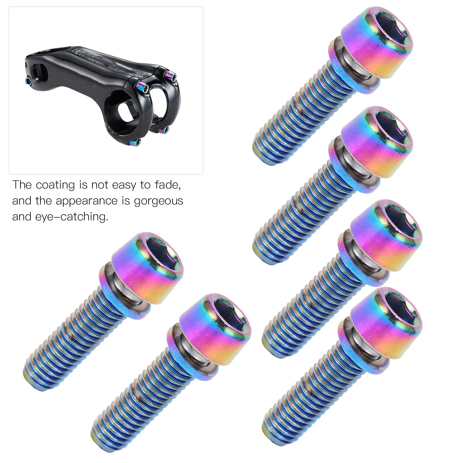 Tapered Head Bolts KRSCT Bike Stem Screws with Washers Stainless Steel Bolts Screws for Mountain Bike Steering Handlebar