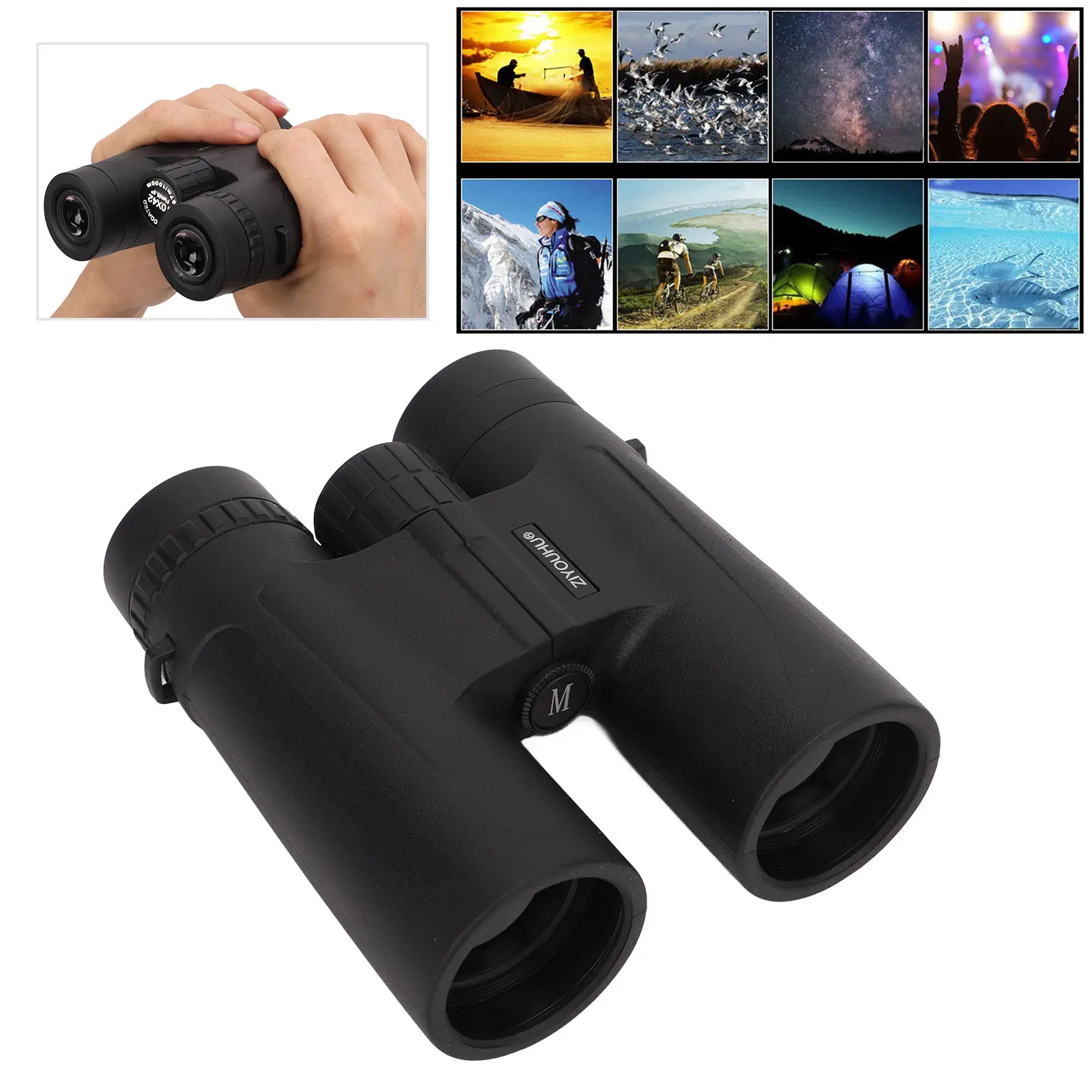 10x42 Binocular HD Waterproof Fogproof Large Eyepiece Handheld Compact Binoculars for Bird Watching Travel Binocular for Hunting