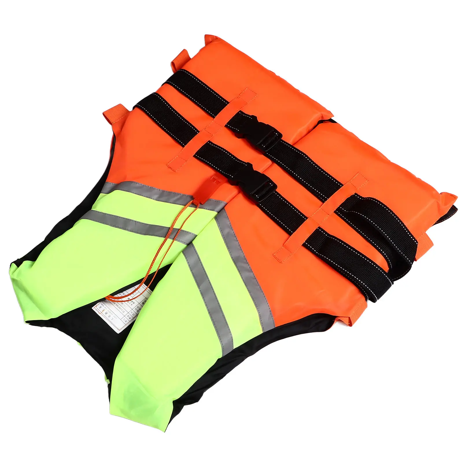 Adults Life Vest Oxford Cloth Polyethylene Foam Life Jacket Outdoor Drifting Lifesaving Vest with Whistle Orange Splicing Style