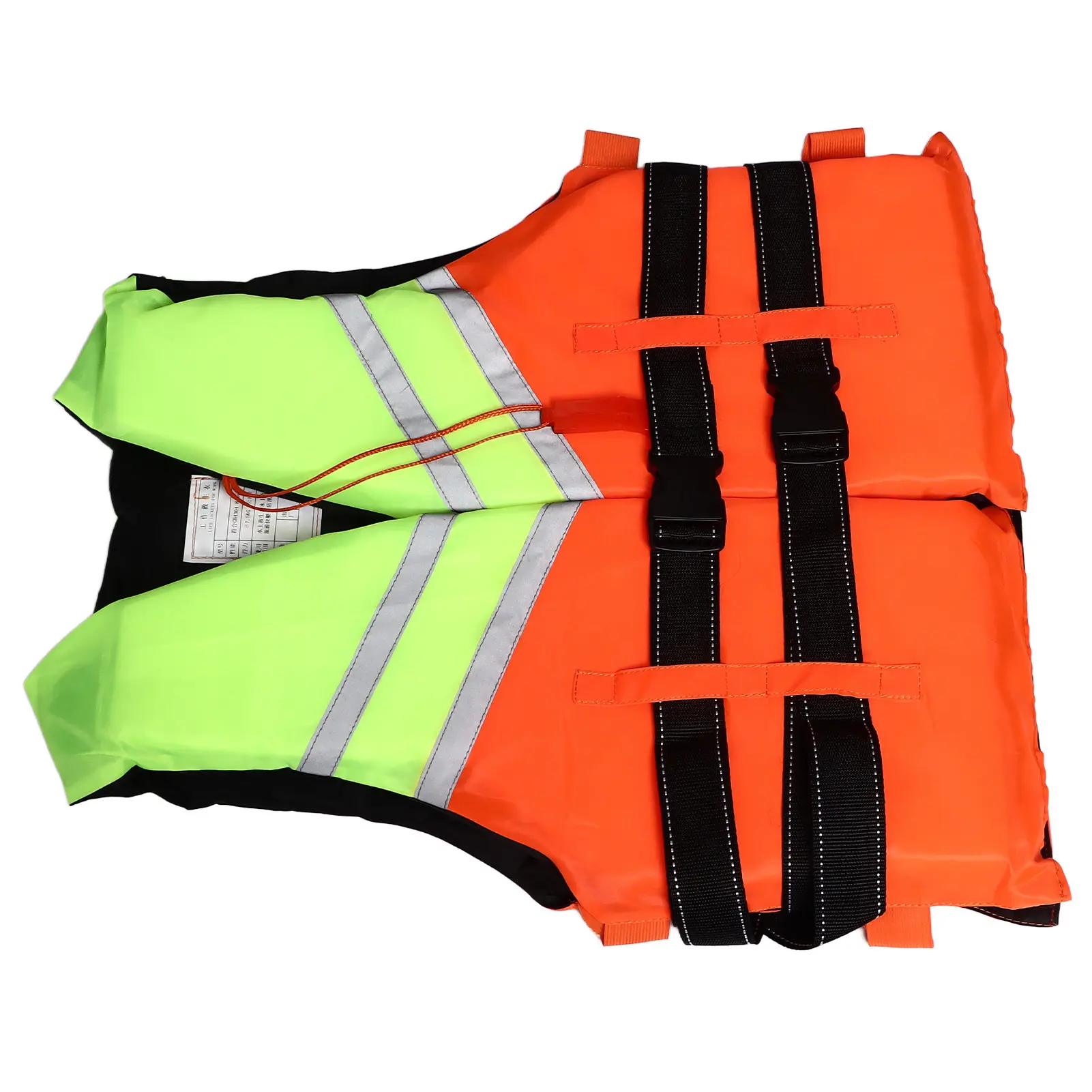 Adults Life Vest Oxford Cloth Polyethylene Foam Life Jacket Outdoor Drifting Lifesaving Vest with Whistle Orange Splicing Style